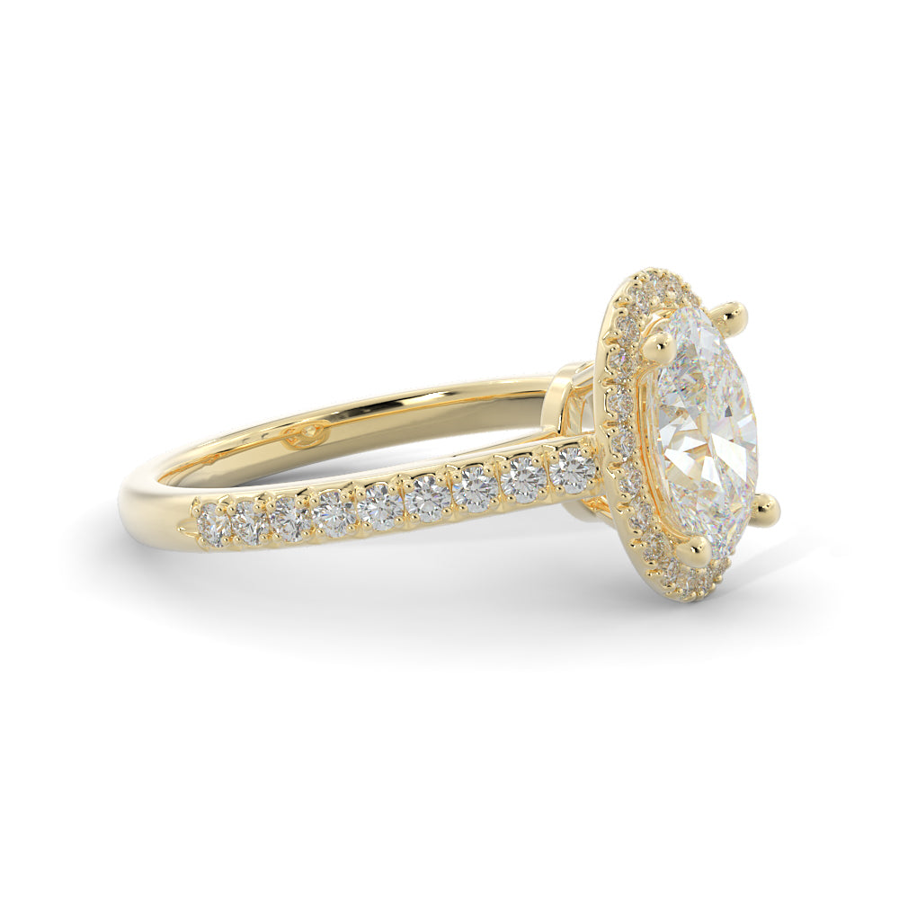 Classic Halo Natural Oval Cut Diamond Engagement Ring
