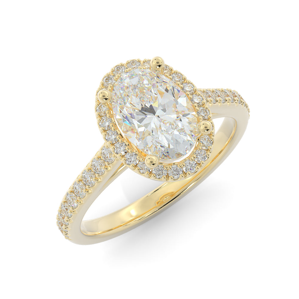 Classic Halo Natural Oval Cut Diamond Engagement Ring