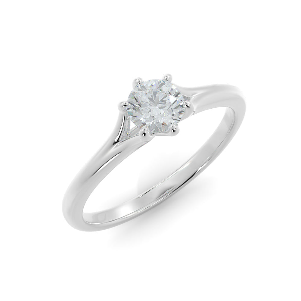 Split shank Natural Round  Diamond Engagement Ring