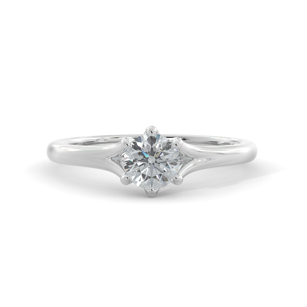 Split shank Natural Round  Diamond Engagement Ring