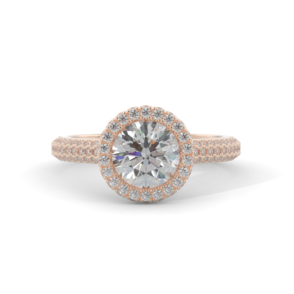 Firelight - 3-row band Natural Round Cut Diamond Engagement Ring