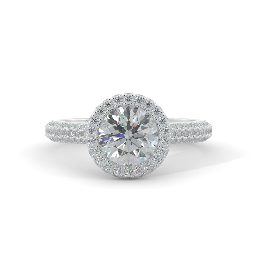 Firelight - 3-row band Natural Round Cut Diamond Engagement Ring