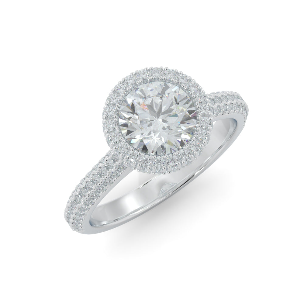 Firelight - 3-row band Natural Round Cut Diamond Engagement Ring
