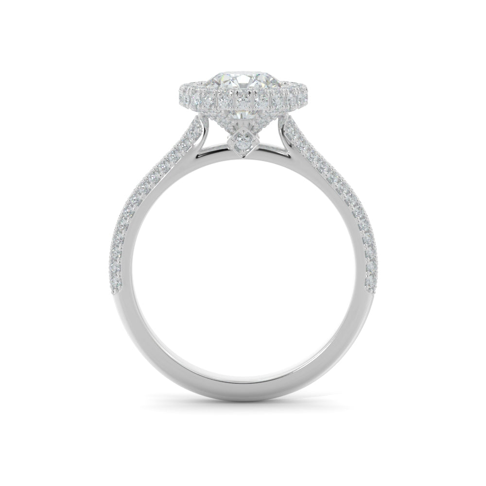 Firelight - 3-row band Natural Round Cut Diamond Engagement Ring