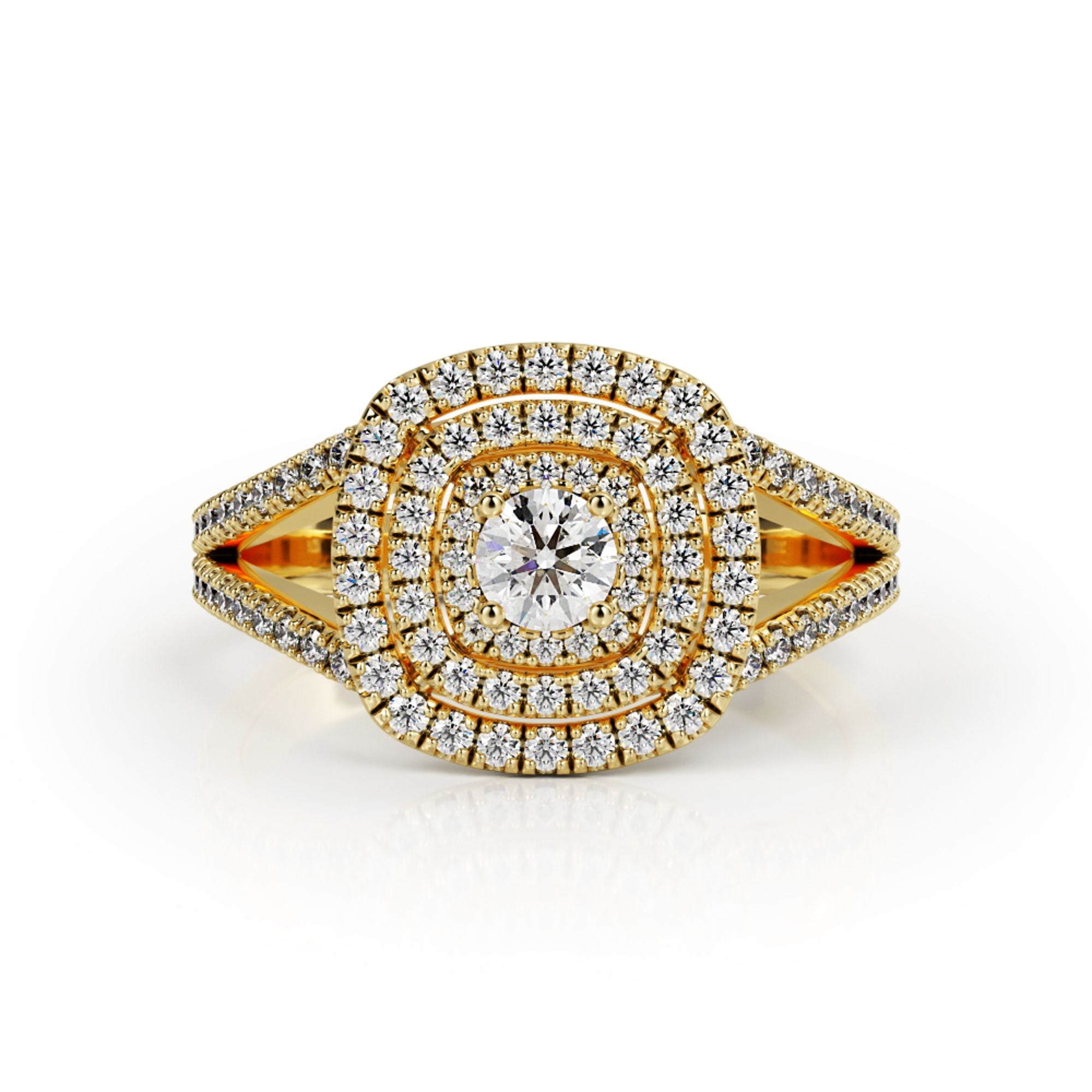 Split Shank Accent Diamonds Natural Round Diamond Engagement Ring