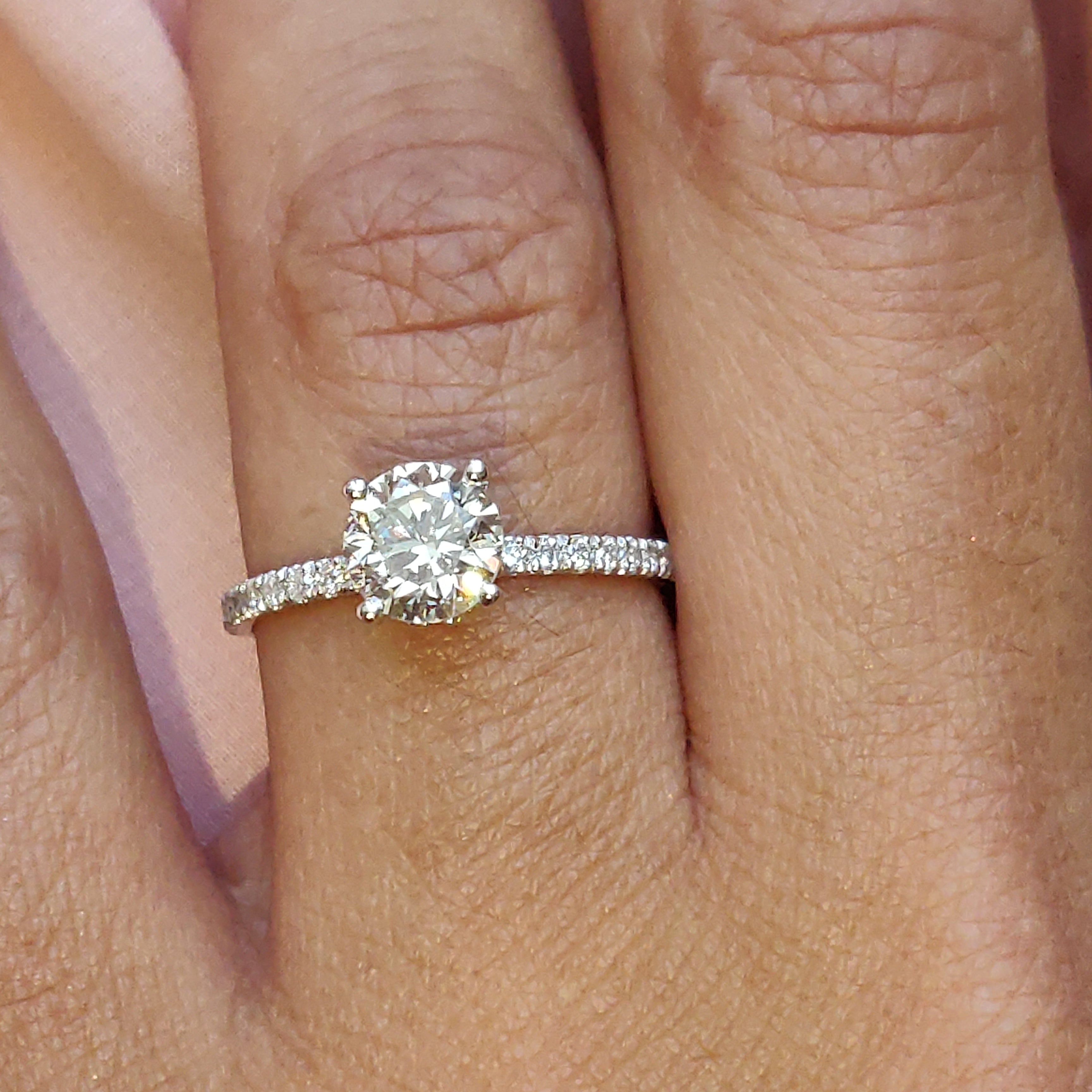 Hidden Halo Natural Round  Diamond Engagement Ring