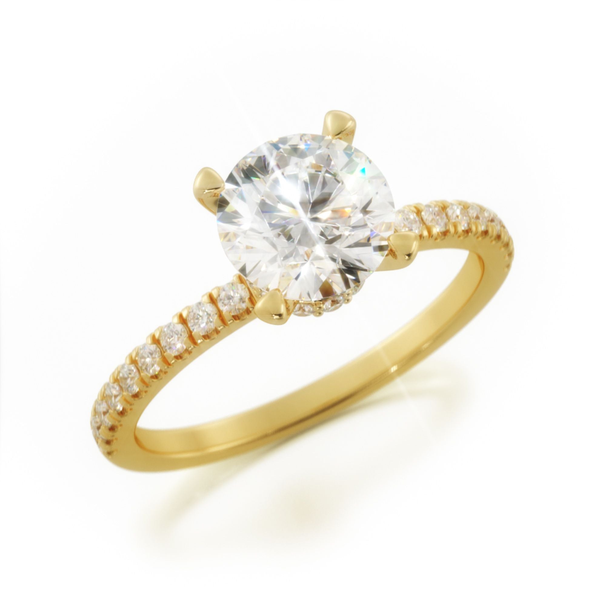 Hidden Halo Natural Round  Diamond Engagement Ring