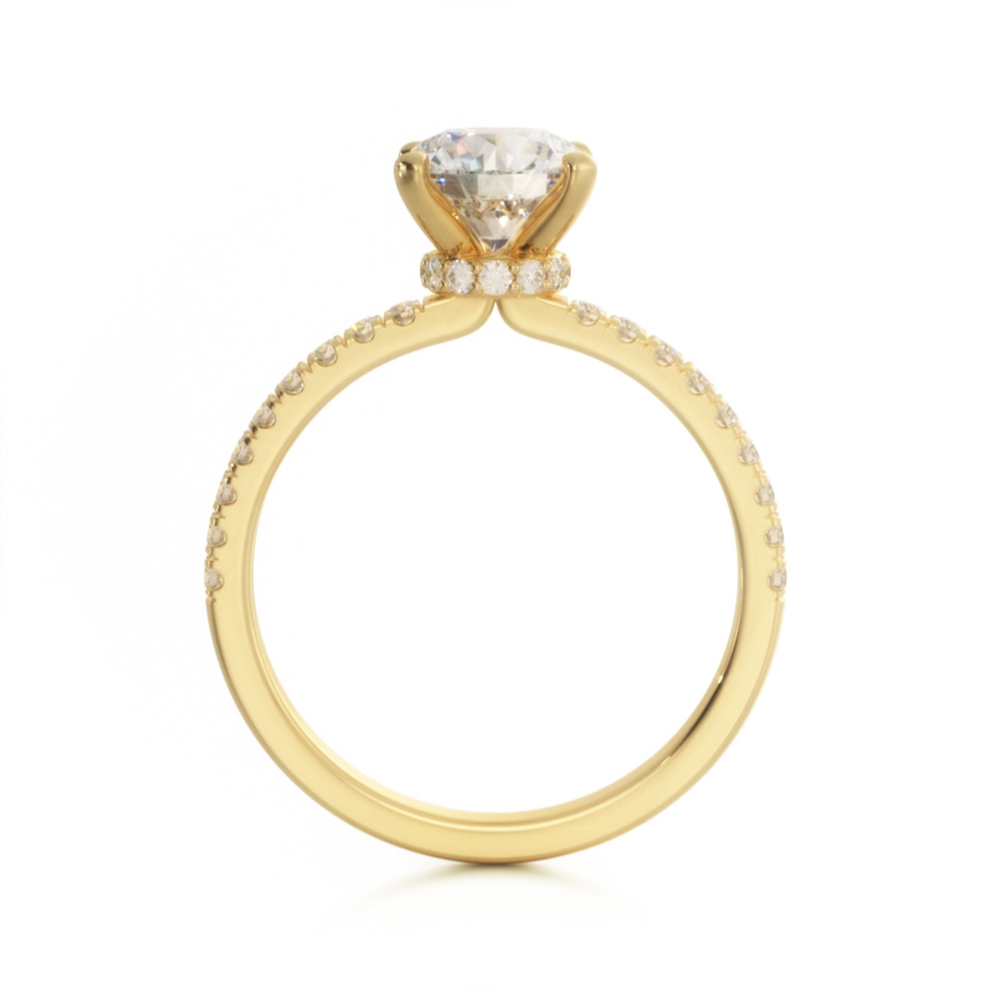 Hidden Halo Natural Round  Diamond Engagement Ring
