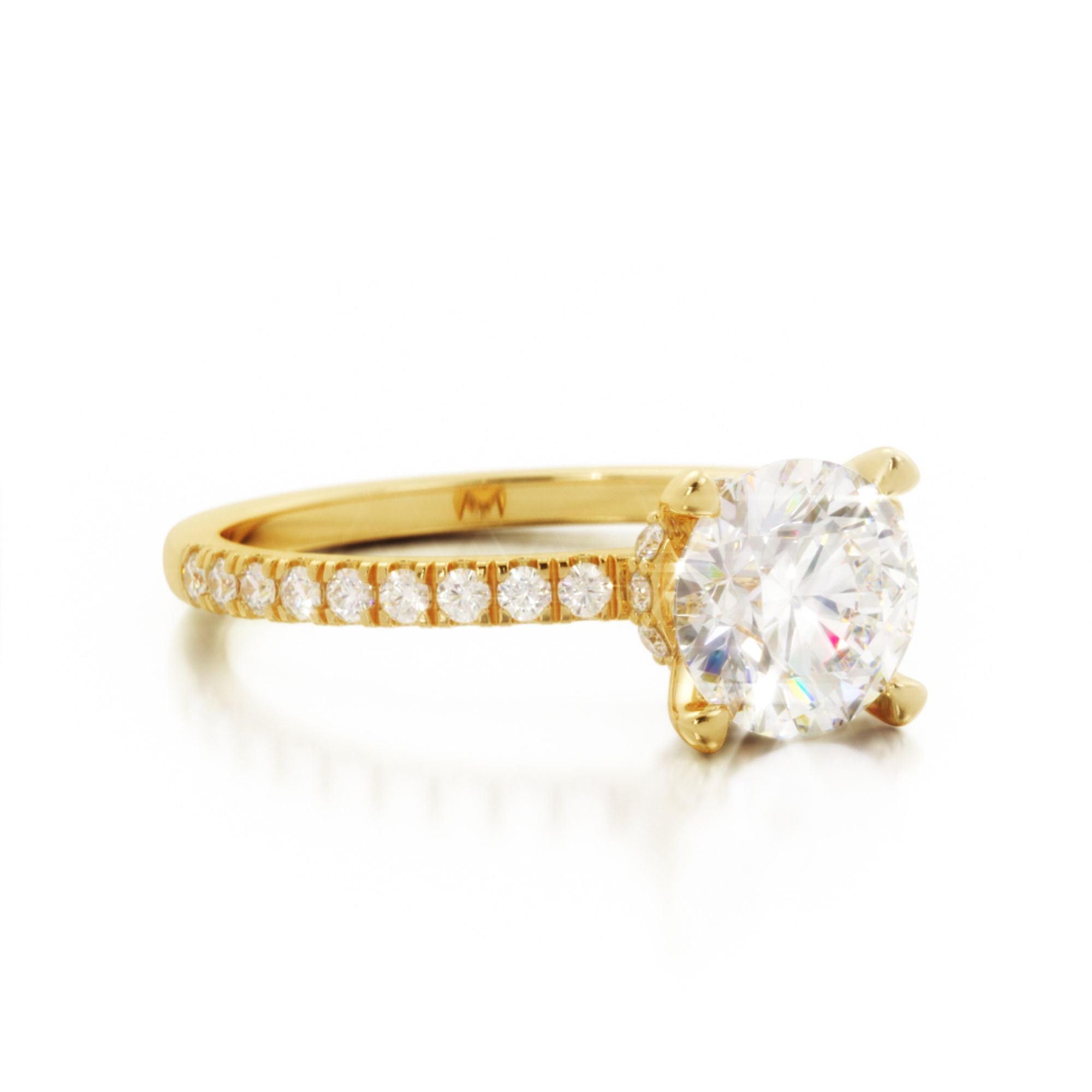 Hidden Halo Natural Round  Diamond Engagement Ring