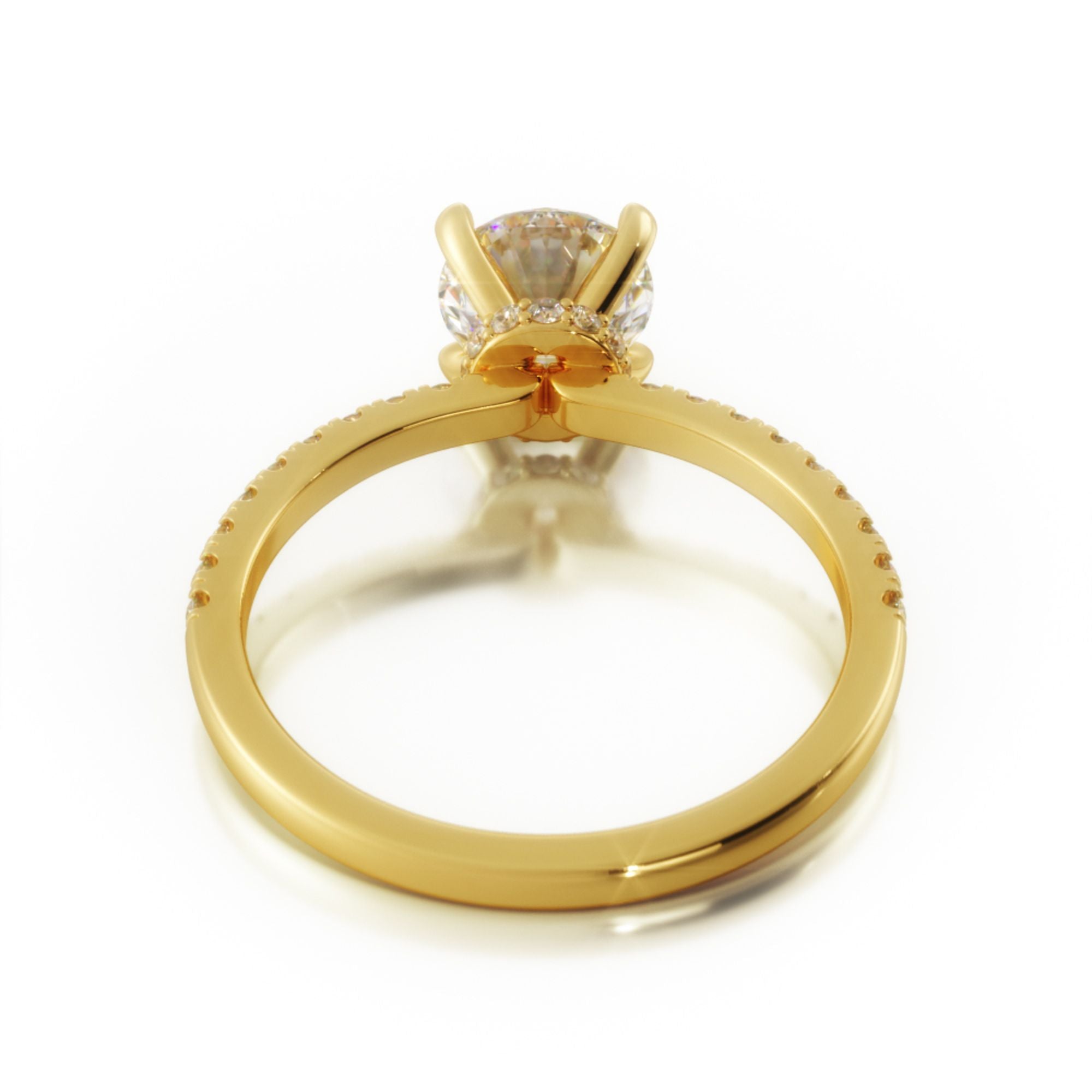 Hidden Halo Natural Round  Diamond Engagement Ring