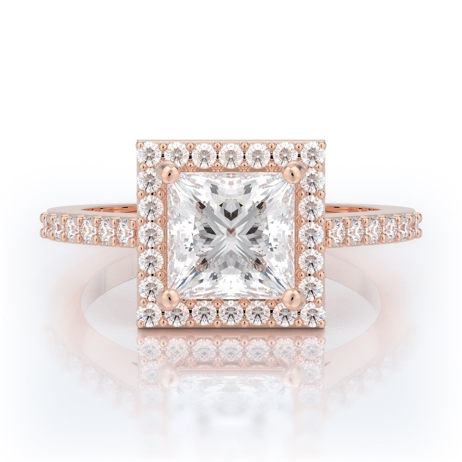 Amber Light - Accent Diamonds Natural Princess  Diamond Engagement Ring