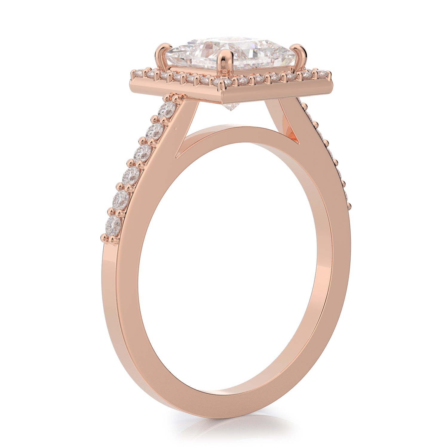 Amber Light - Accent Diamonds Natural Princess  Diamond Engagement Ring