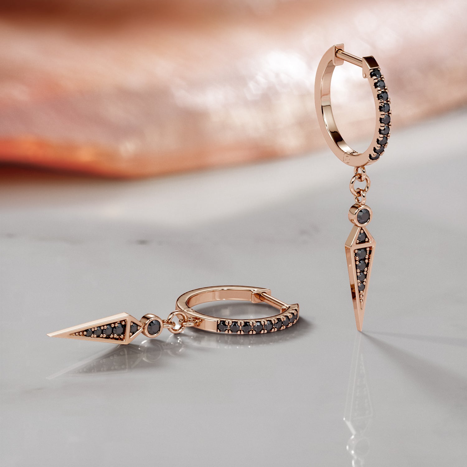Hoop Natural Black Diamond Earrings