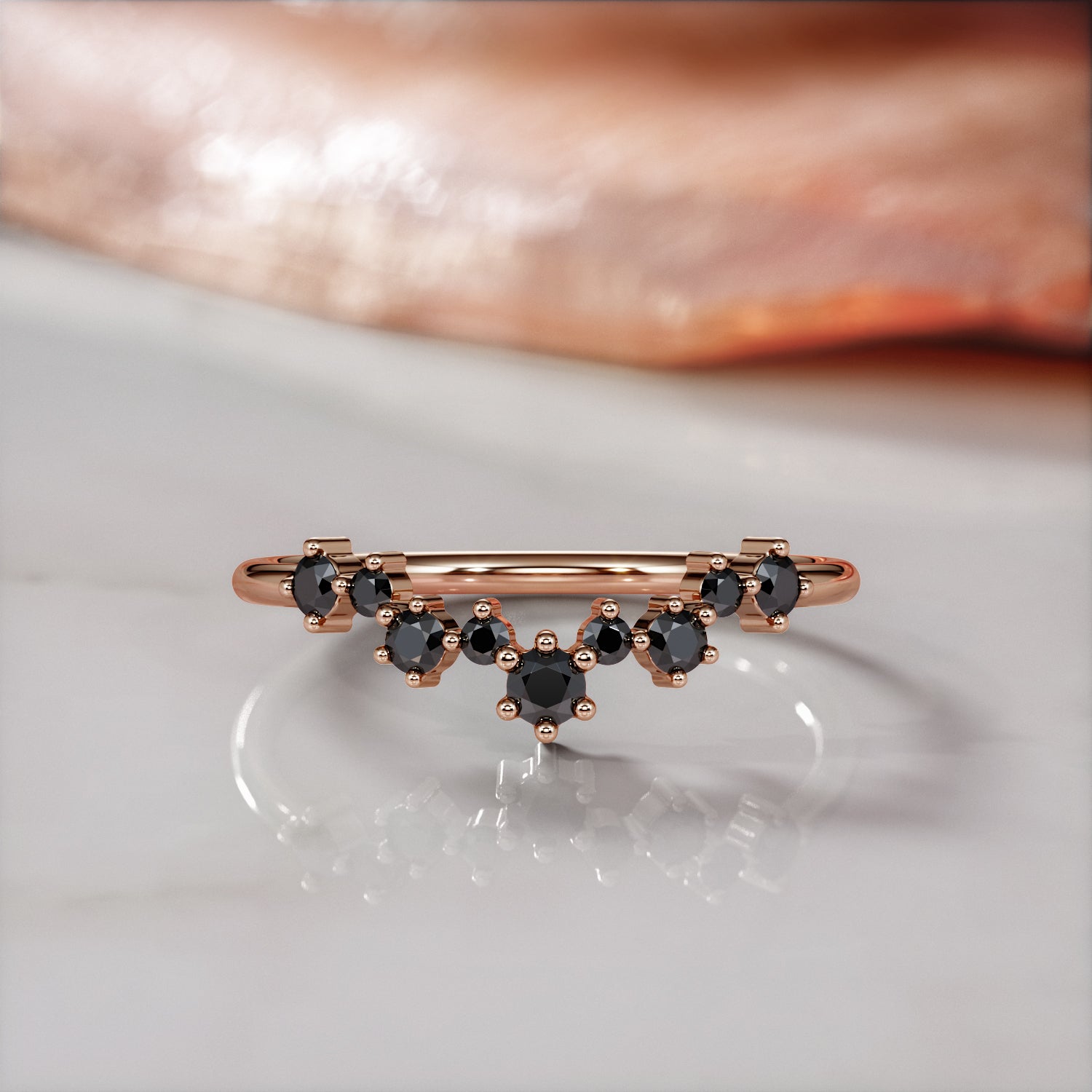Cluster Natural Black Diamond Wedding RIng