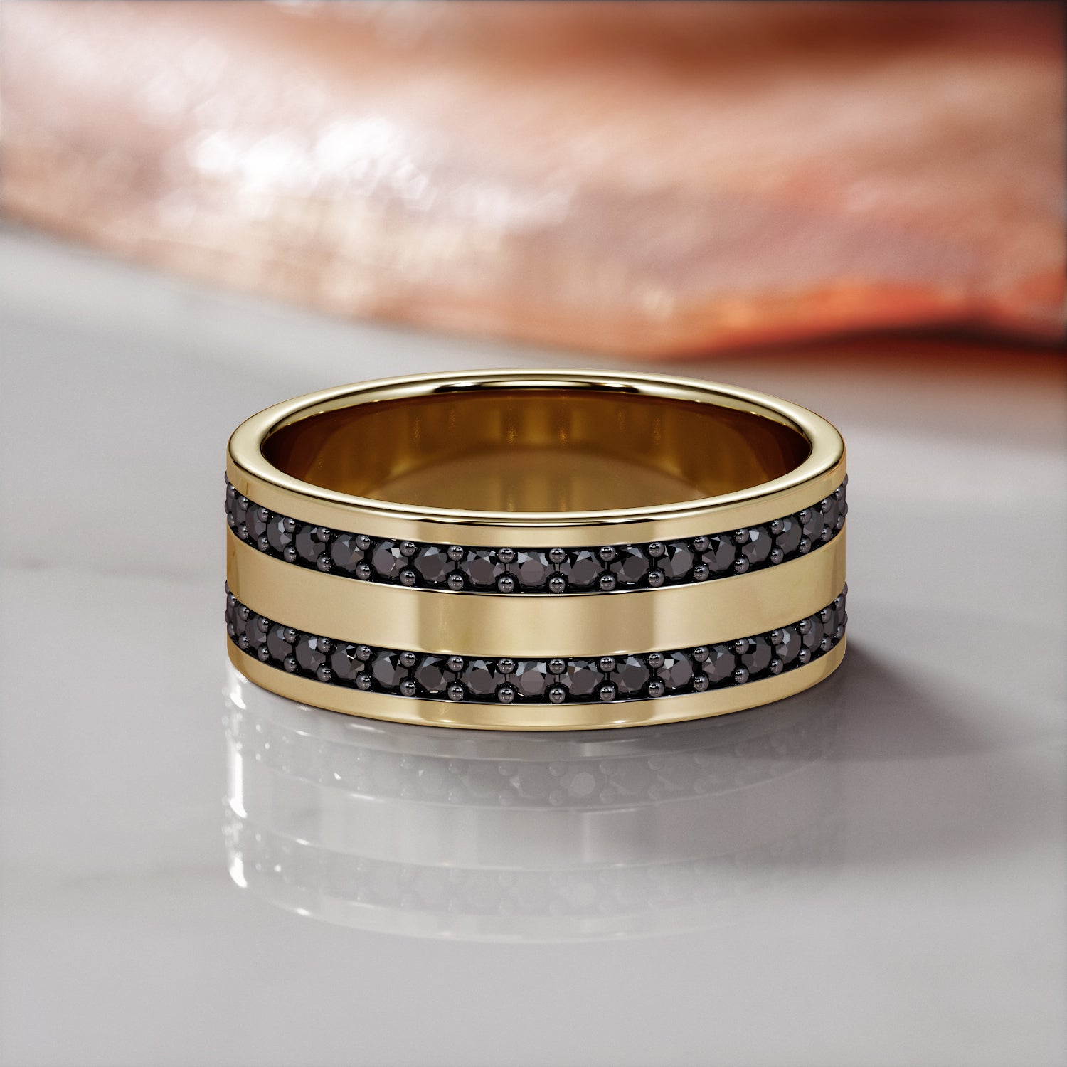 Natural Black Diamond Wedding Ring For Him