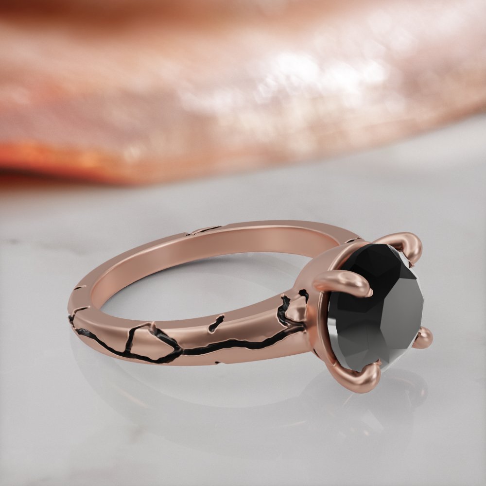 Kintsugi engagement ring in rose gold, the cracked band