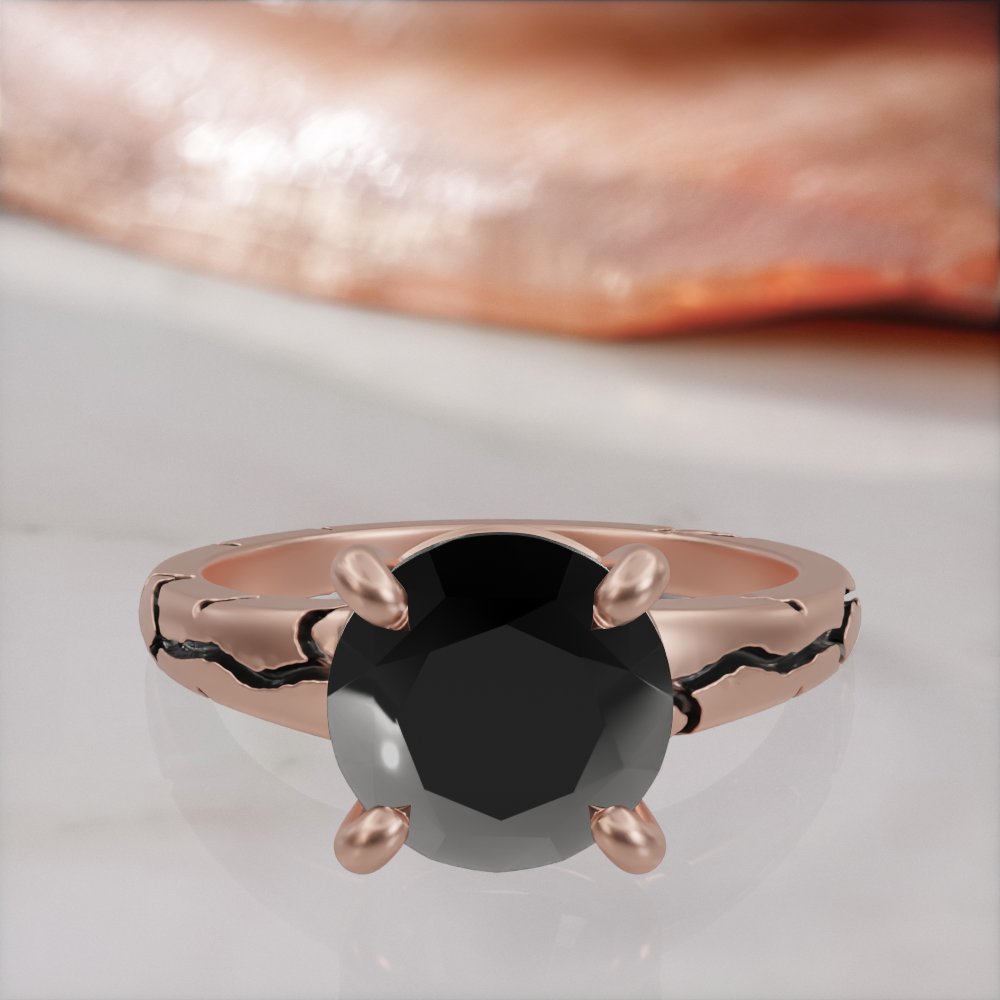 Kintsugi engagement ring in rose gold, front view