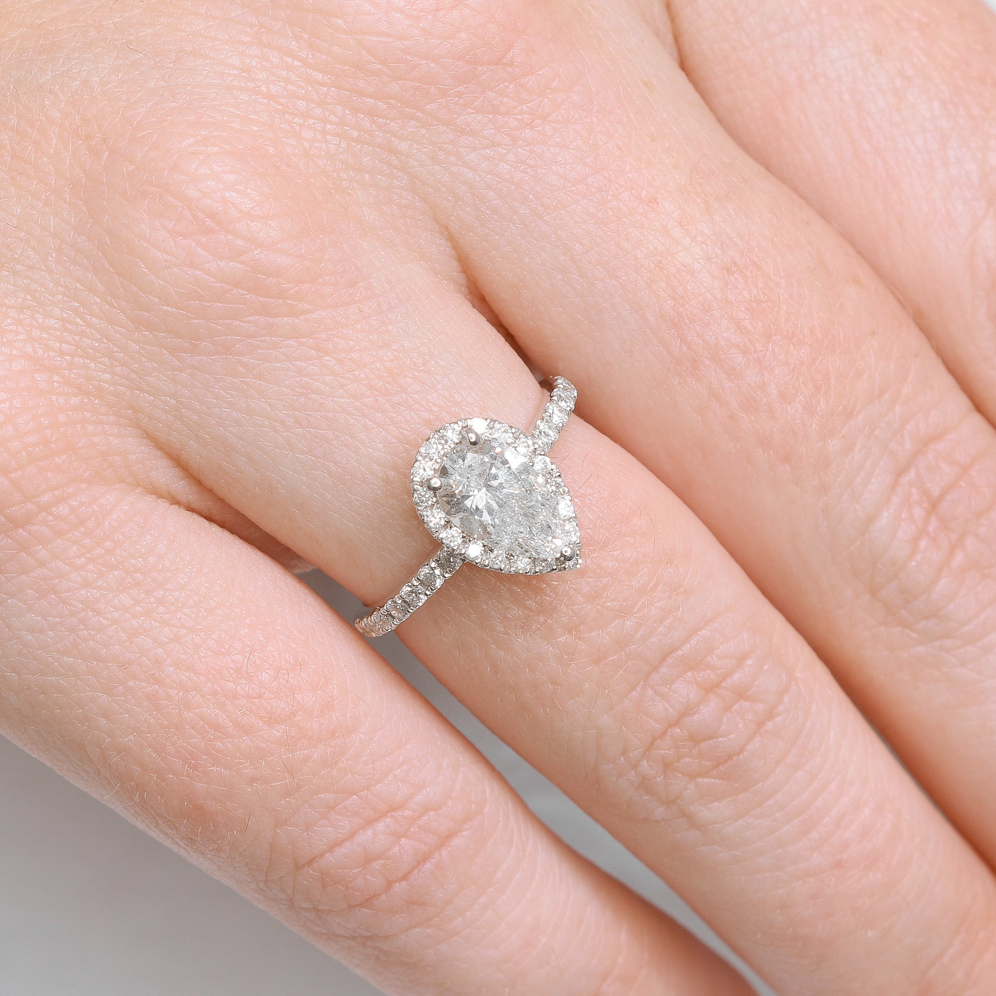 Accent Diamonds Natural Pear  Diamond Engagement Ring