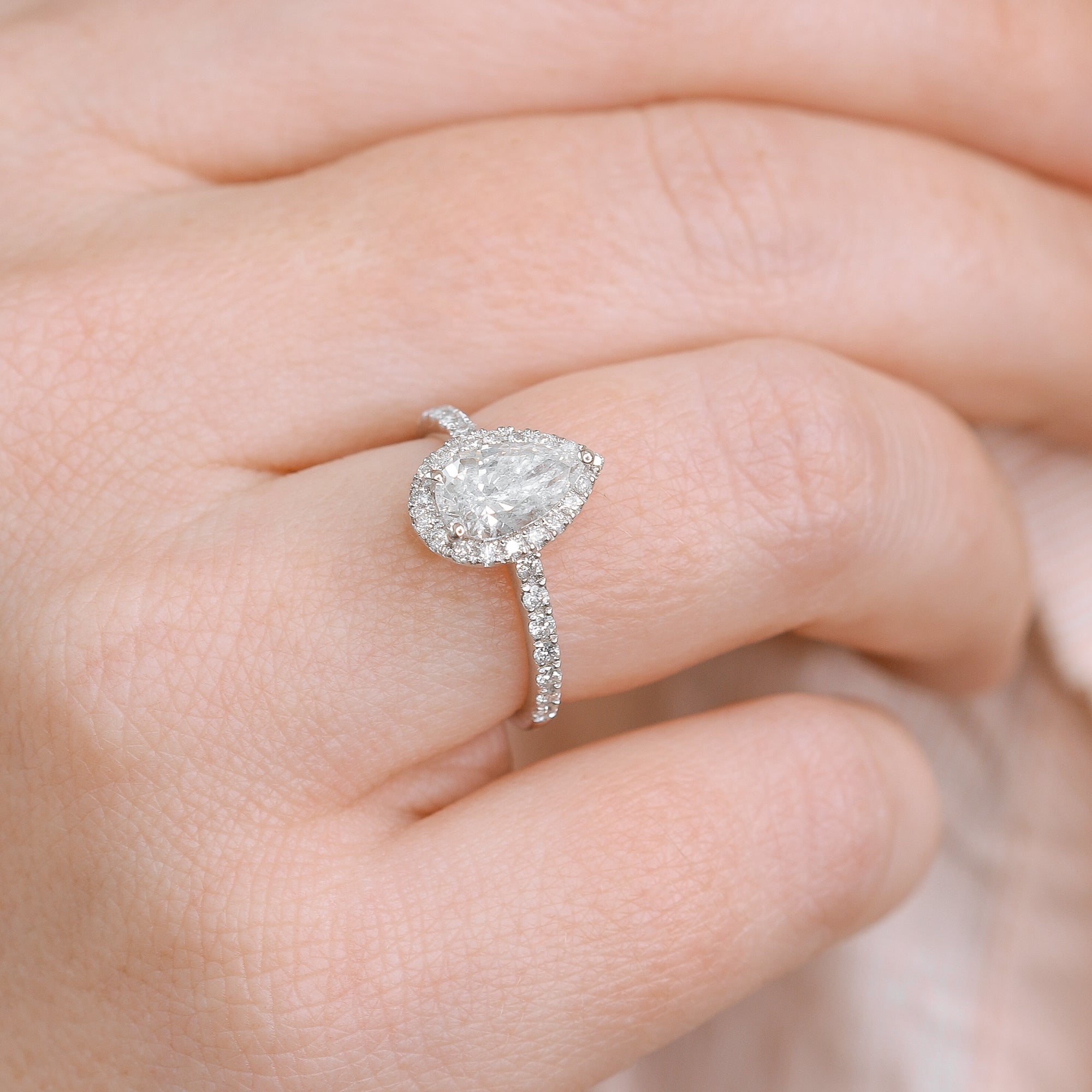 Accent Diamonds Natural Pear  Diamond Engagement Ring