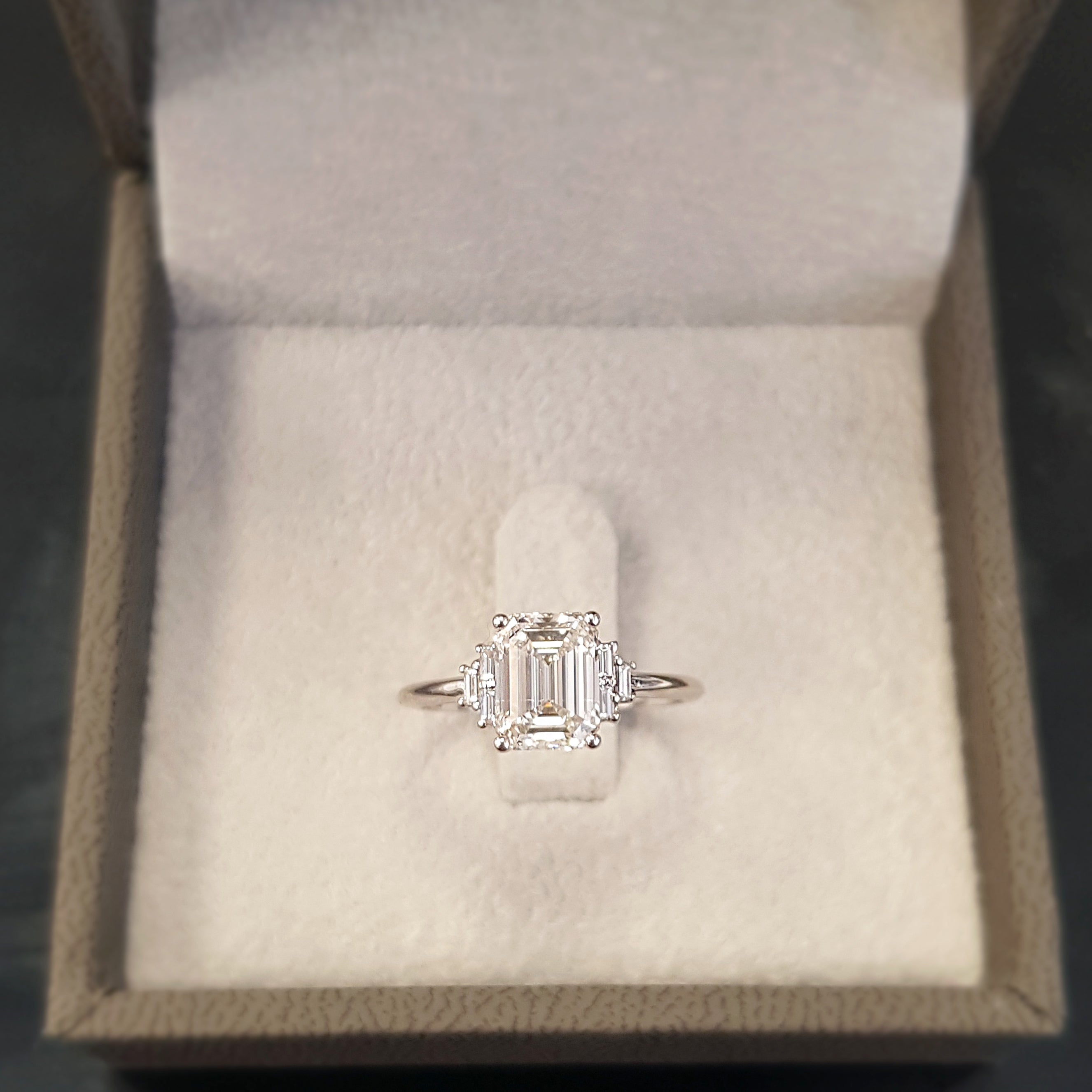 4 Prongs Natural Emerald  Diamond Engagement Ring