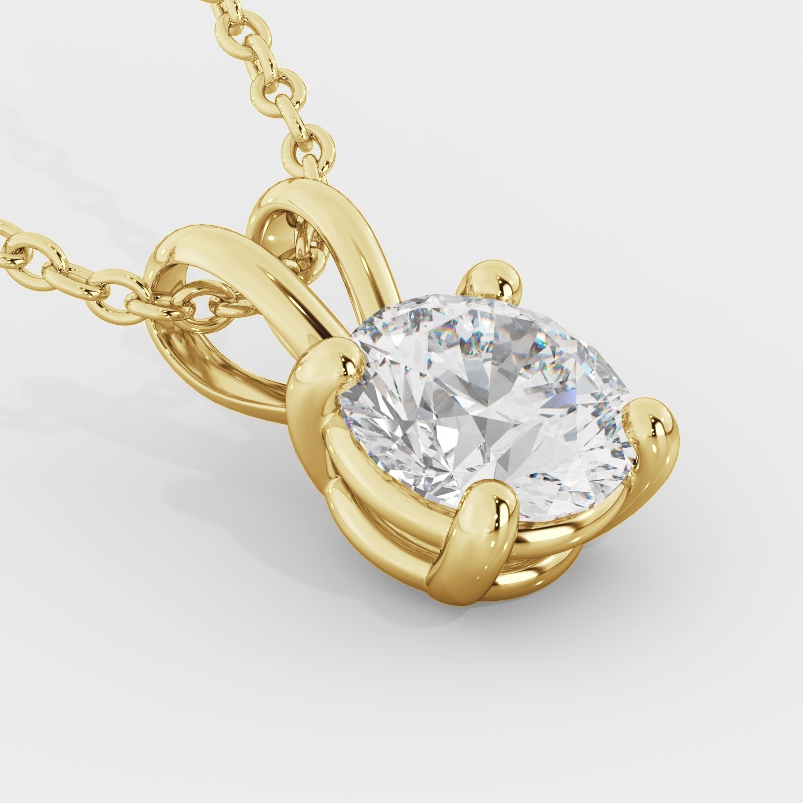 Natural Diamond Solitaire Pendant with a Yellow Necklace