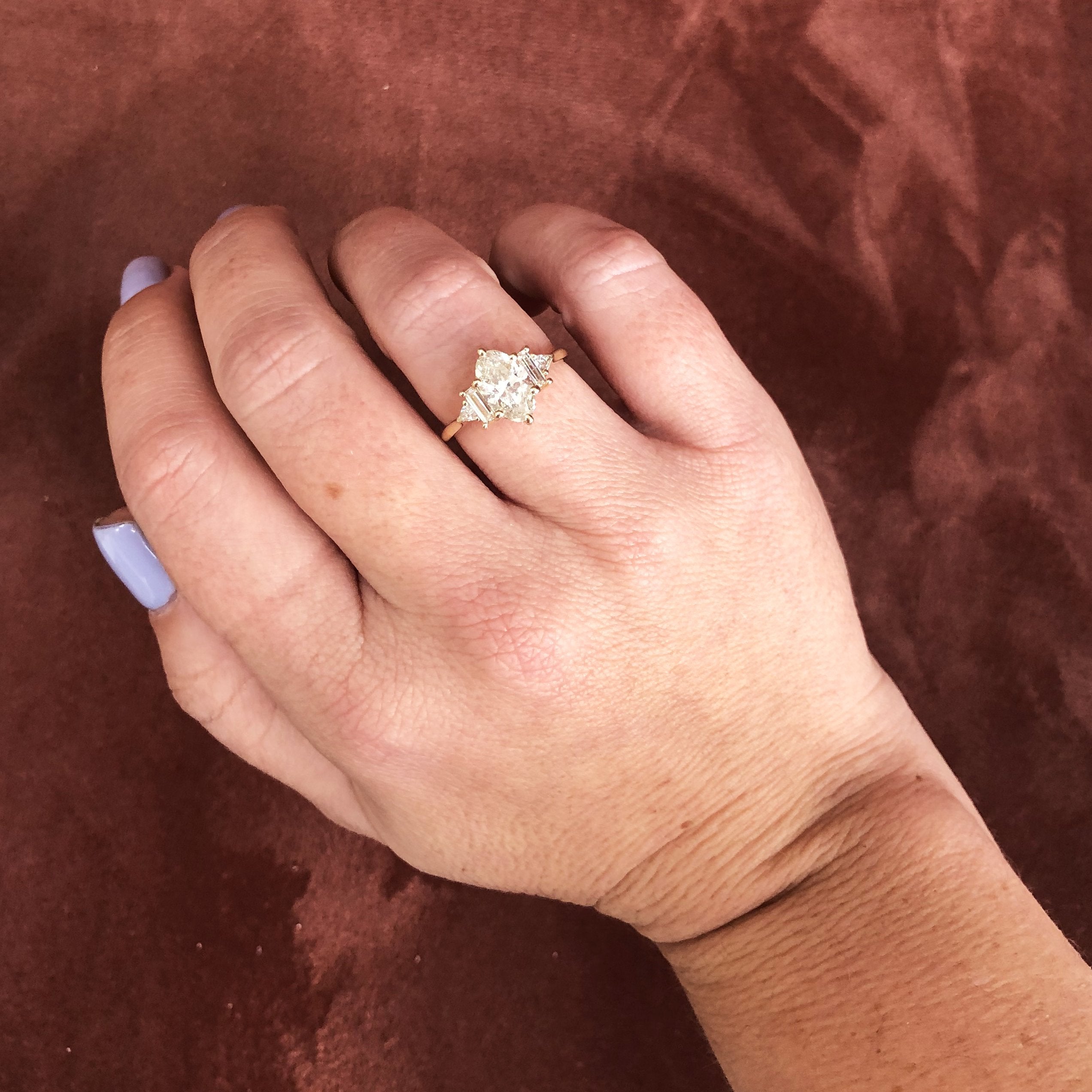 Accent Diamonds Natural Oval  Diamond Engagement Ring