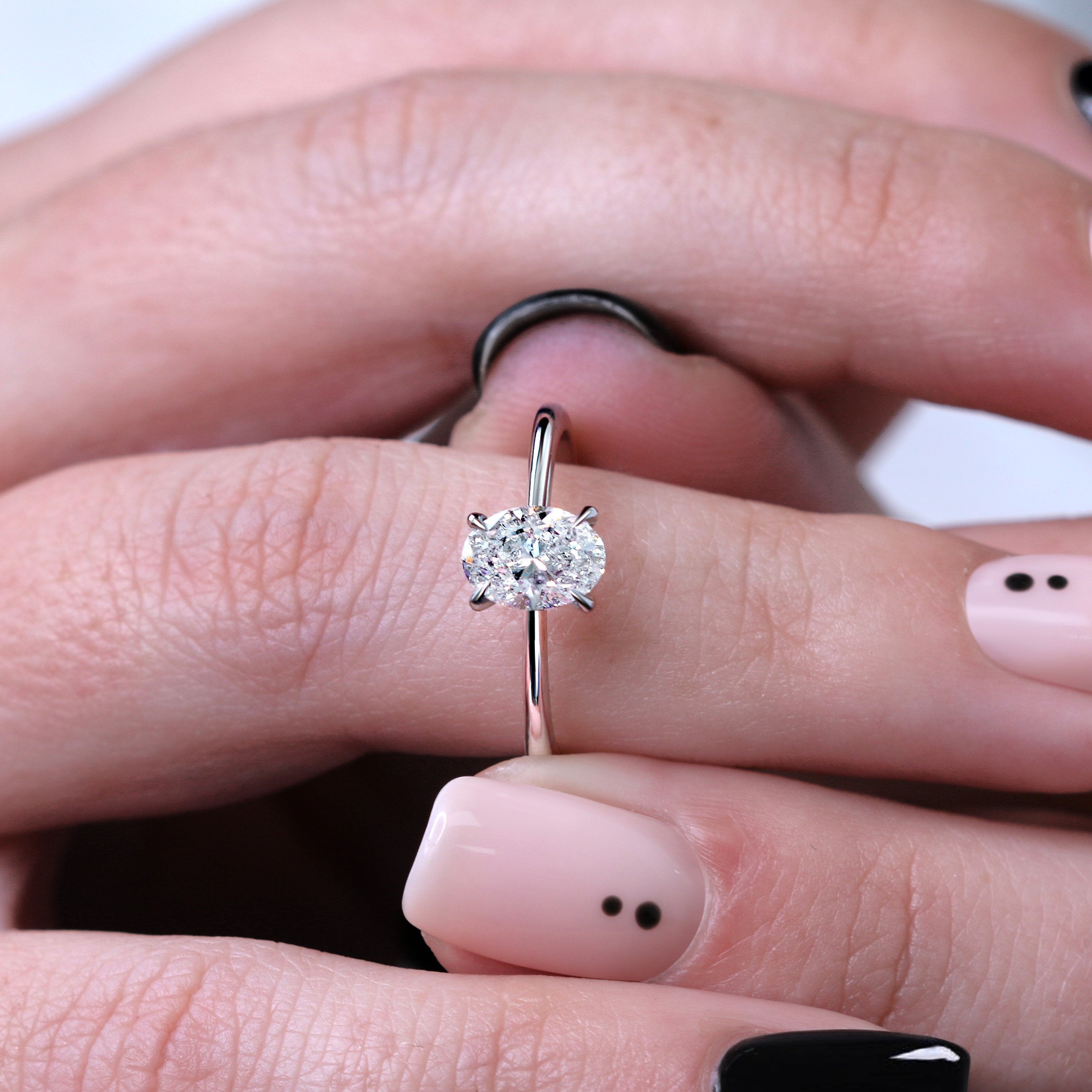 Claw Prongs 1.5 -Carat Natural Oval  Diamond Engagement Ring