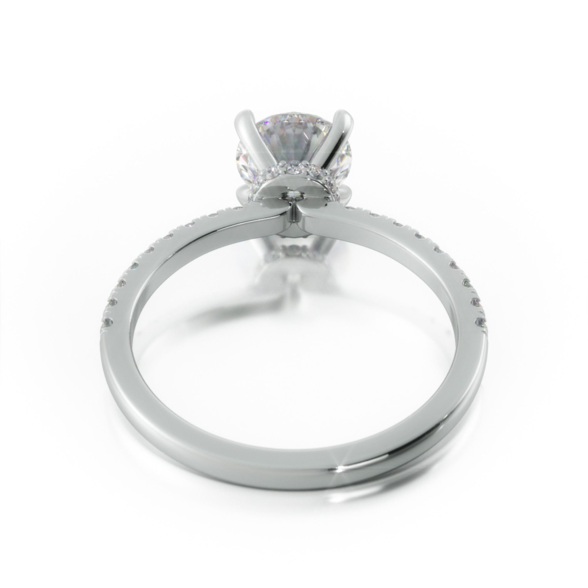 Hidden Halo Natural Round  Diamond Engagement Ring