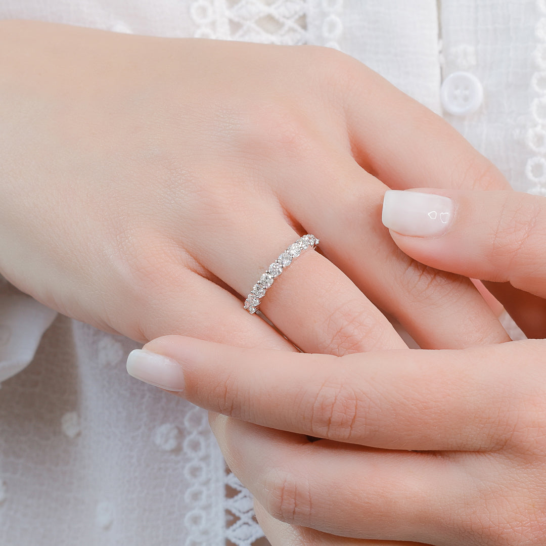Half Eternity Natural Round cut Diamond Wedding Band