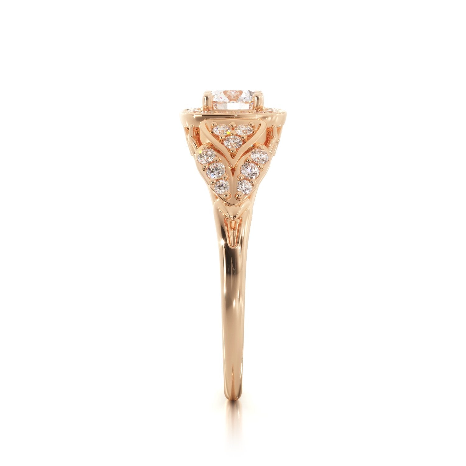 Pav'e Natural Round  Diamond Engagement Ring