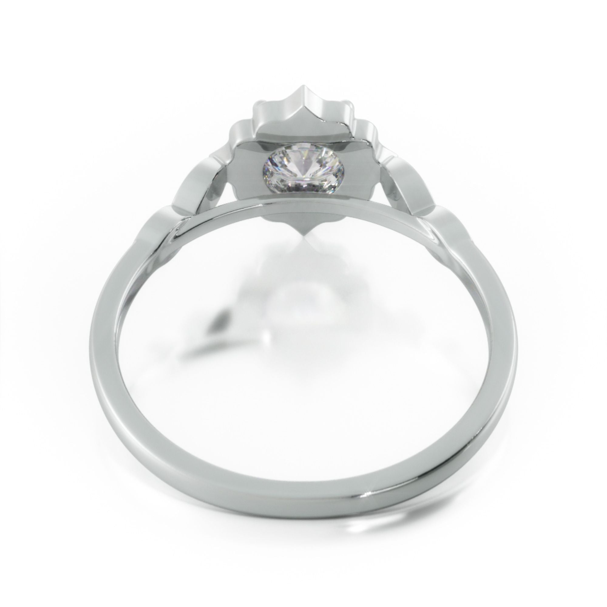 Decorative Halo Natural Round  Diamond Engagement Ring
