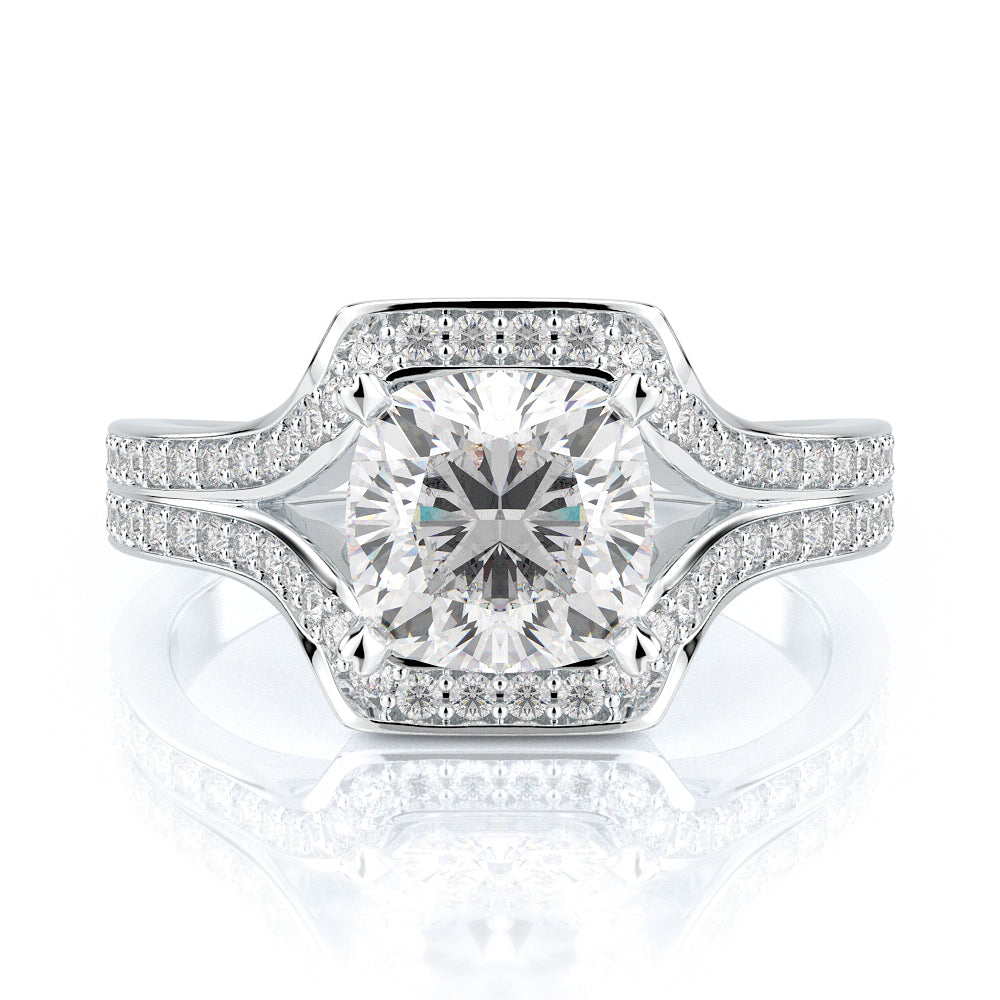 Vintage Channel Natural Cushion Cut Diamond Engagement Ring