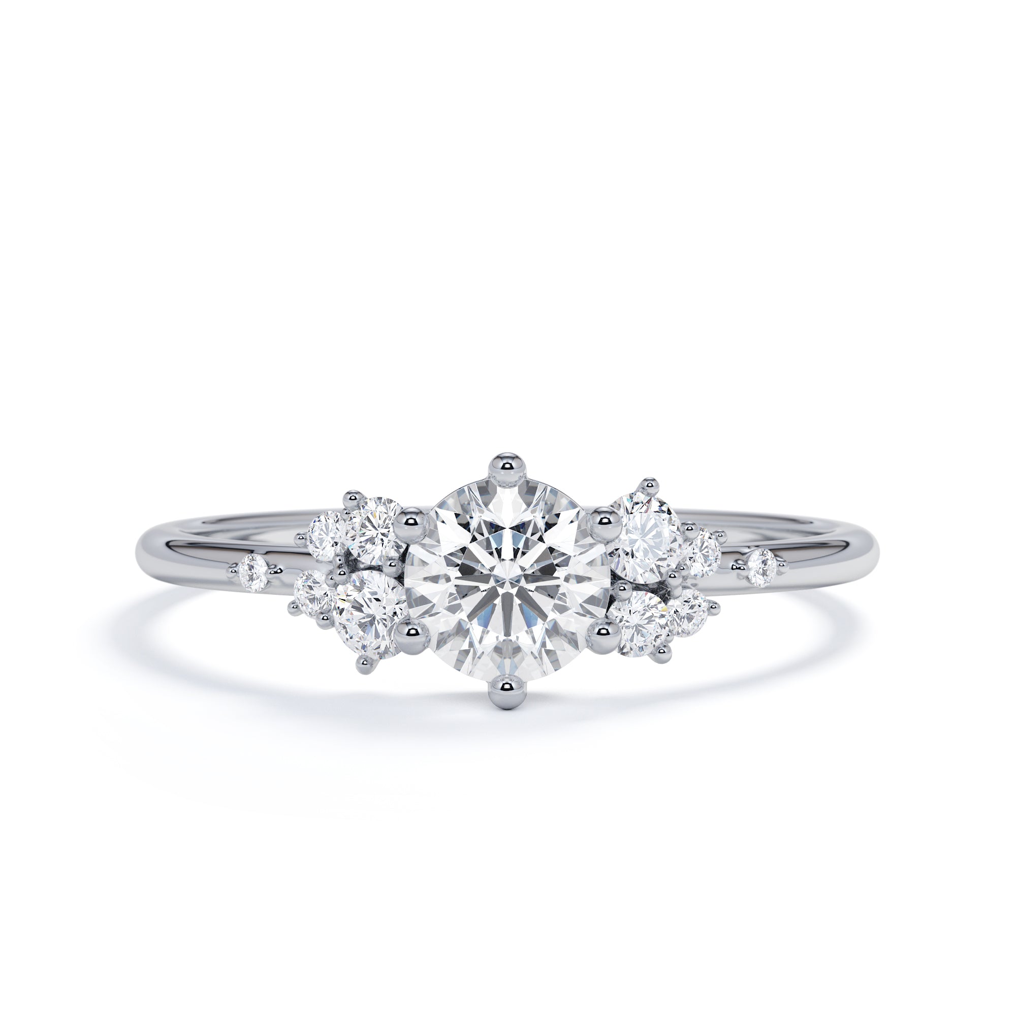Cluster Natural Round  Diamond Engagement Ring
