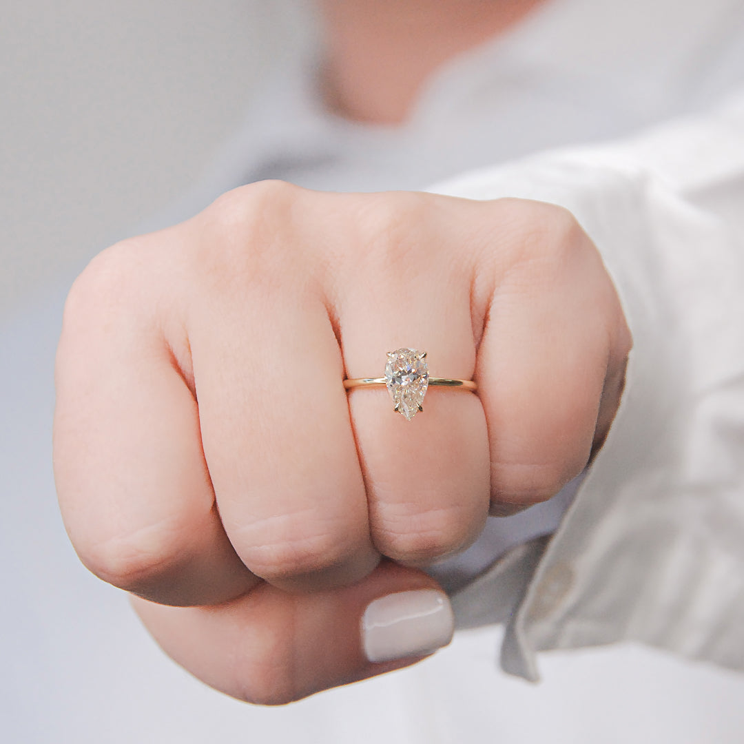 Hidden Halo Natural Pear Diamond Engagement Ring