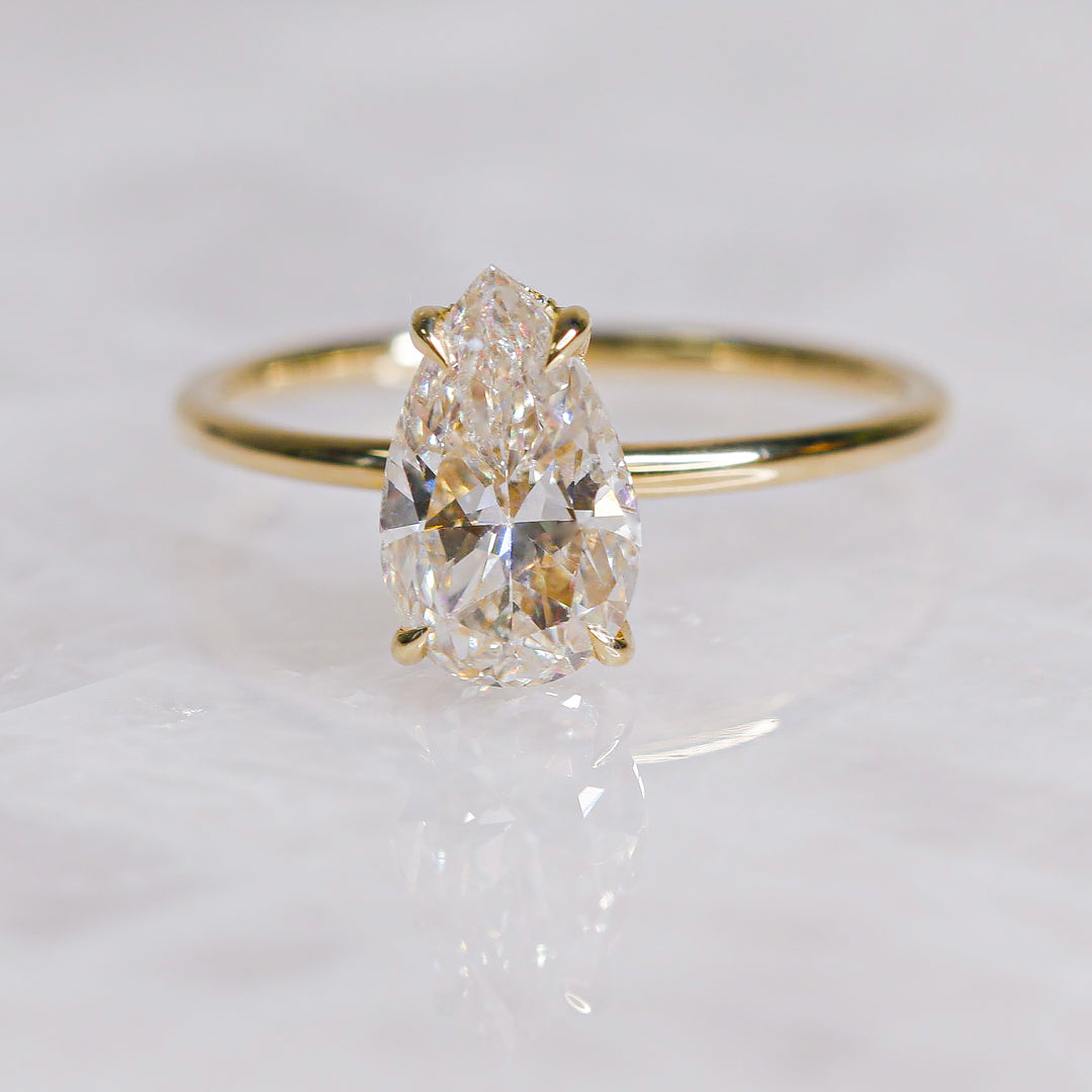 Hidden Halo Natural Pear Diamond Engagement Ring