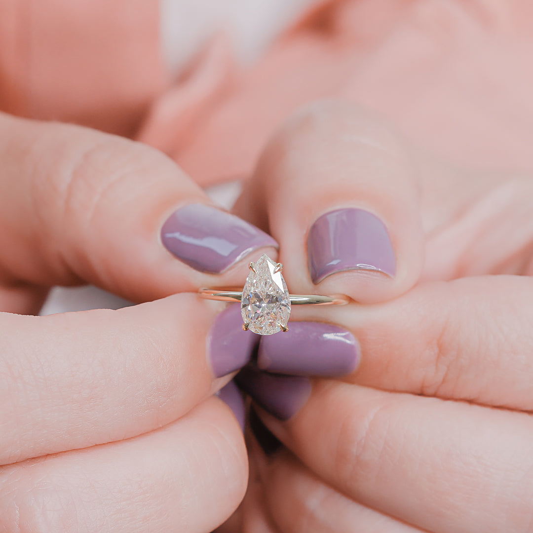 Hidden Halo Natural Pear Diamond Engagement Ring