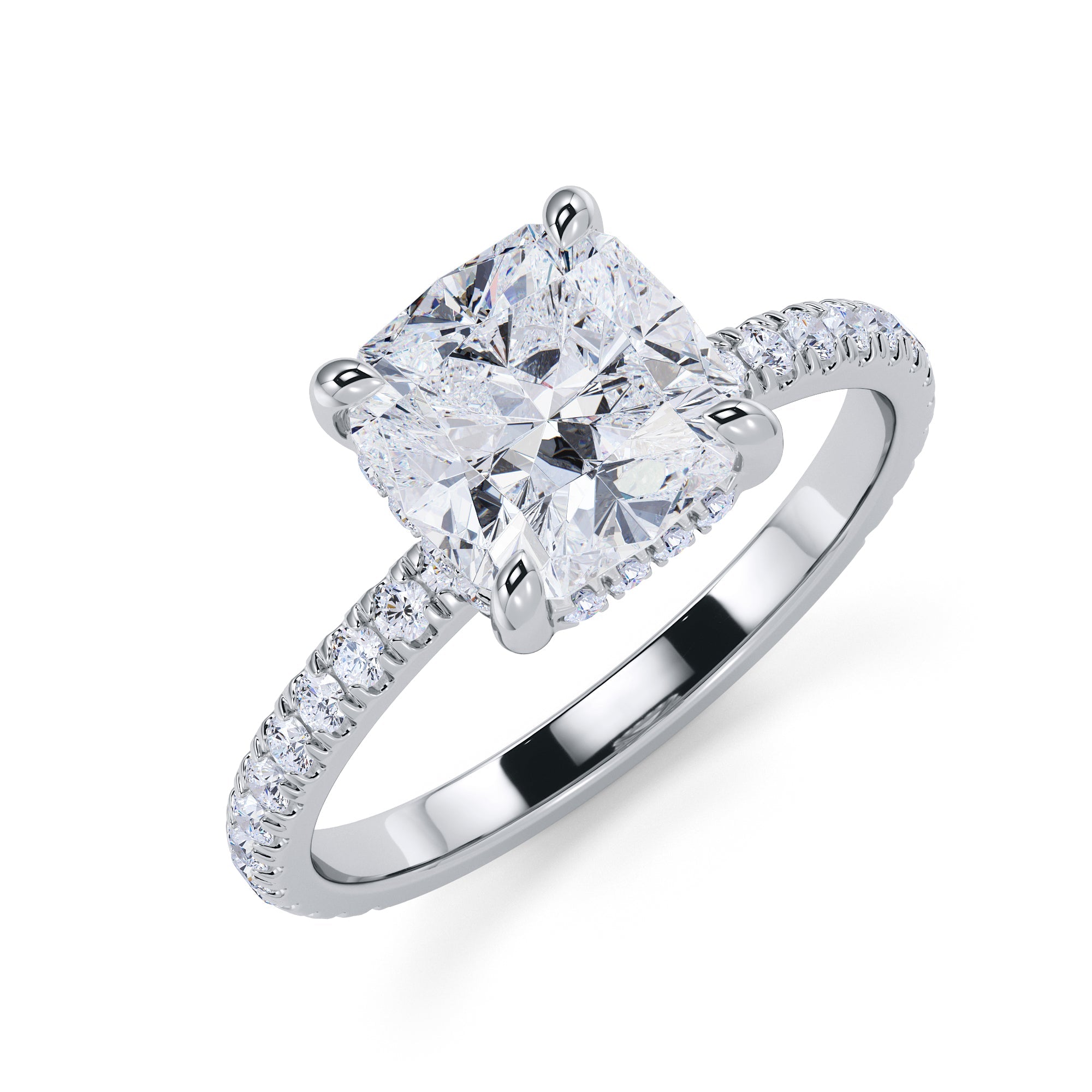 Accent Diamonds Natural Cushion Cut Diamond Engagement Ring