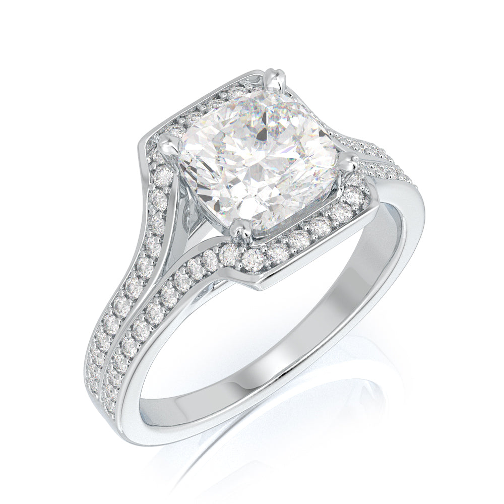 Vintage Channel Natural Cushion Cut Diamond Engagement Ring