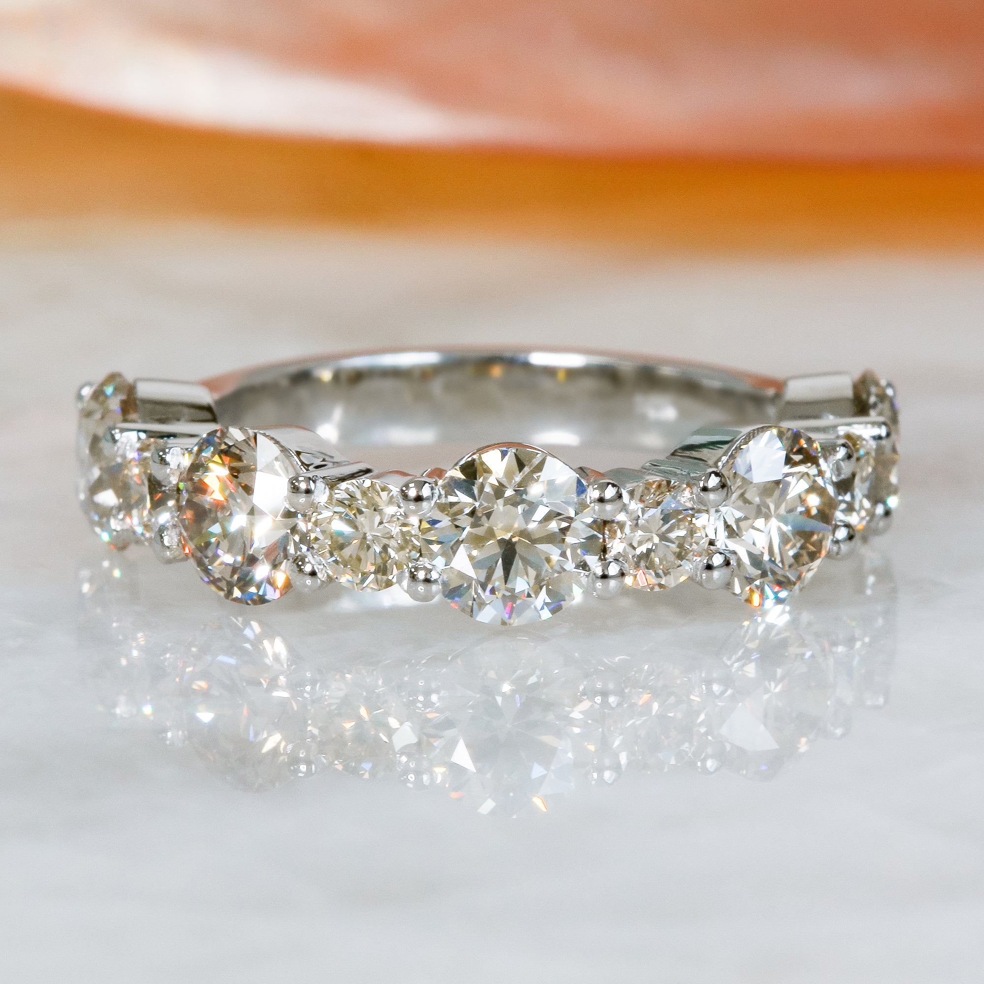 Half Eternity Natural Round cut Diamond Wedding Band
