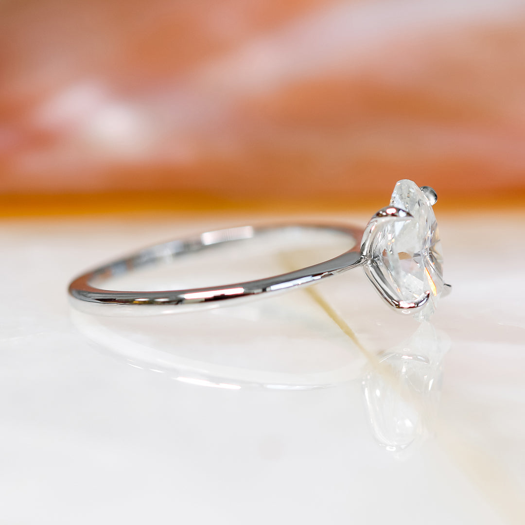 Dainty 1-Carat Natural Oval  Diamond Engagement Ring