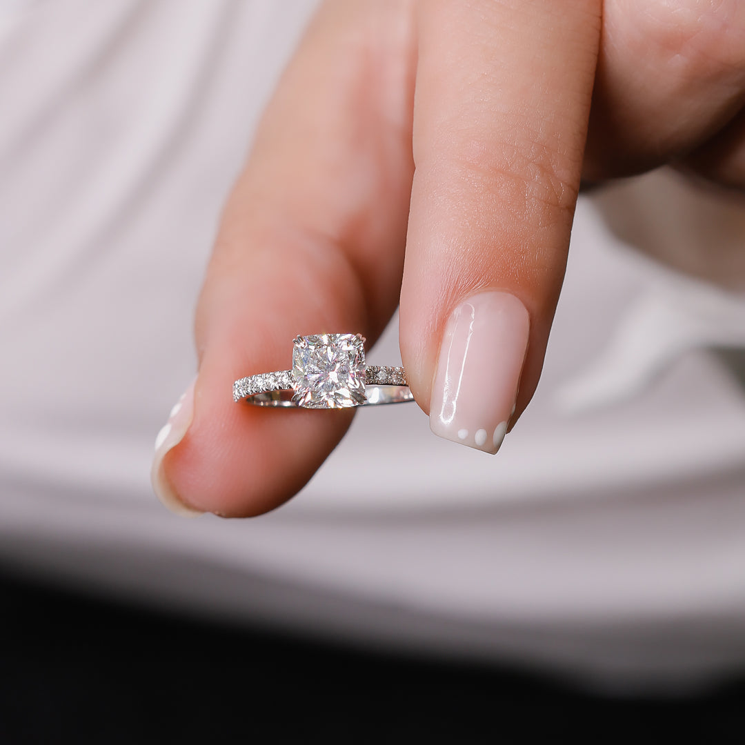 Accent Diamonds Natural Cushion Cut Diamond Engagement Ring