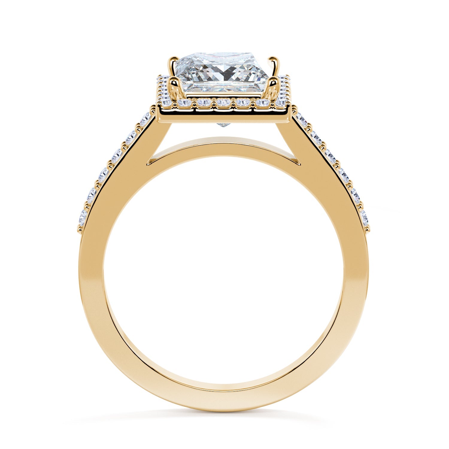 Amber Light - Accent Diamonds Natural Princess  Diamond Engagement Ring