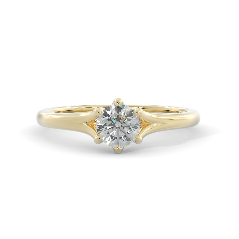 Split shank Natural Round  Diamond Engagement Ring
