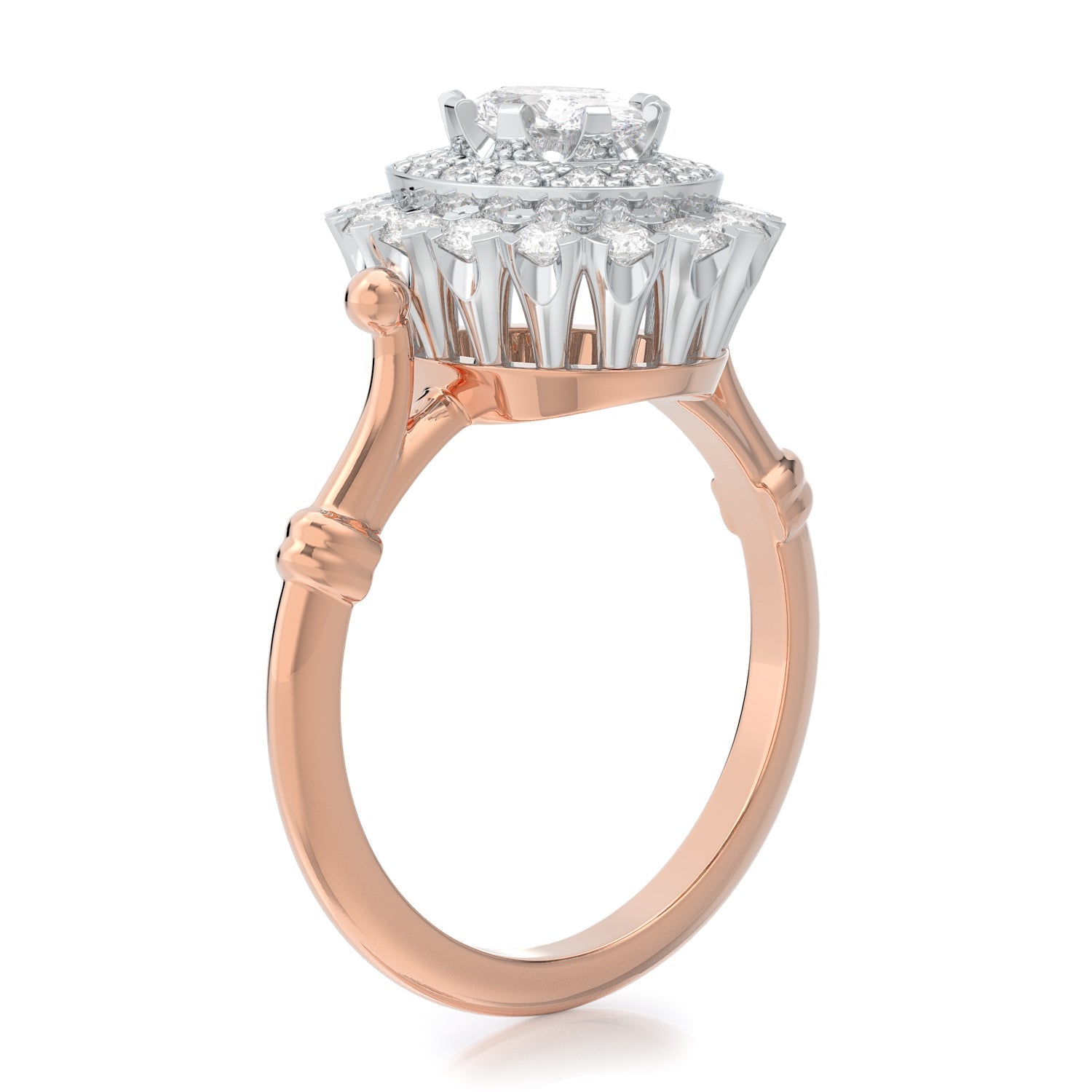 Double Halo Diana Ring Natural Oval  Diamond Engagement Ring