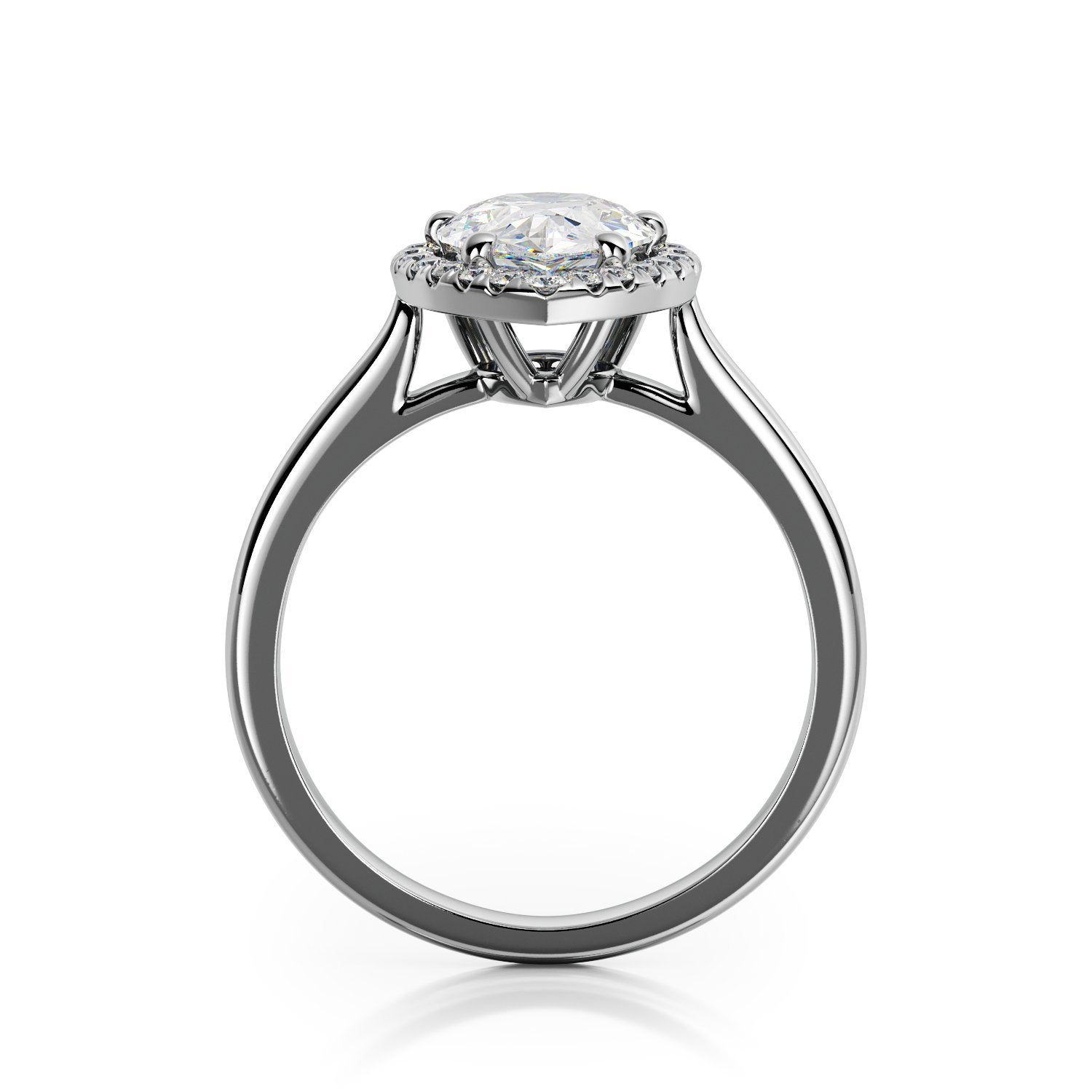Halo Natural Pear Cut Diamond Engagement Ring