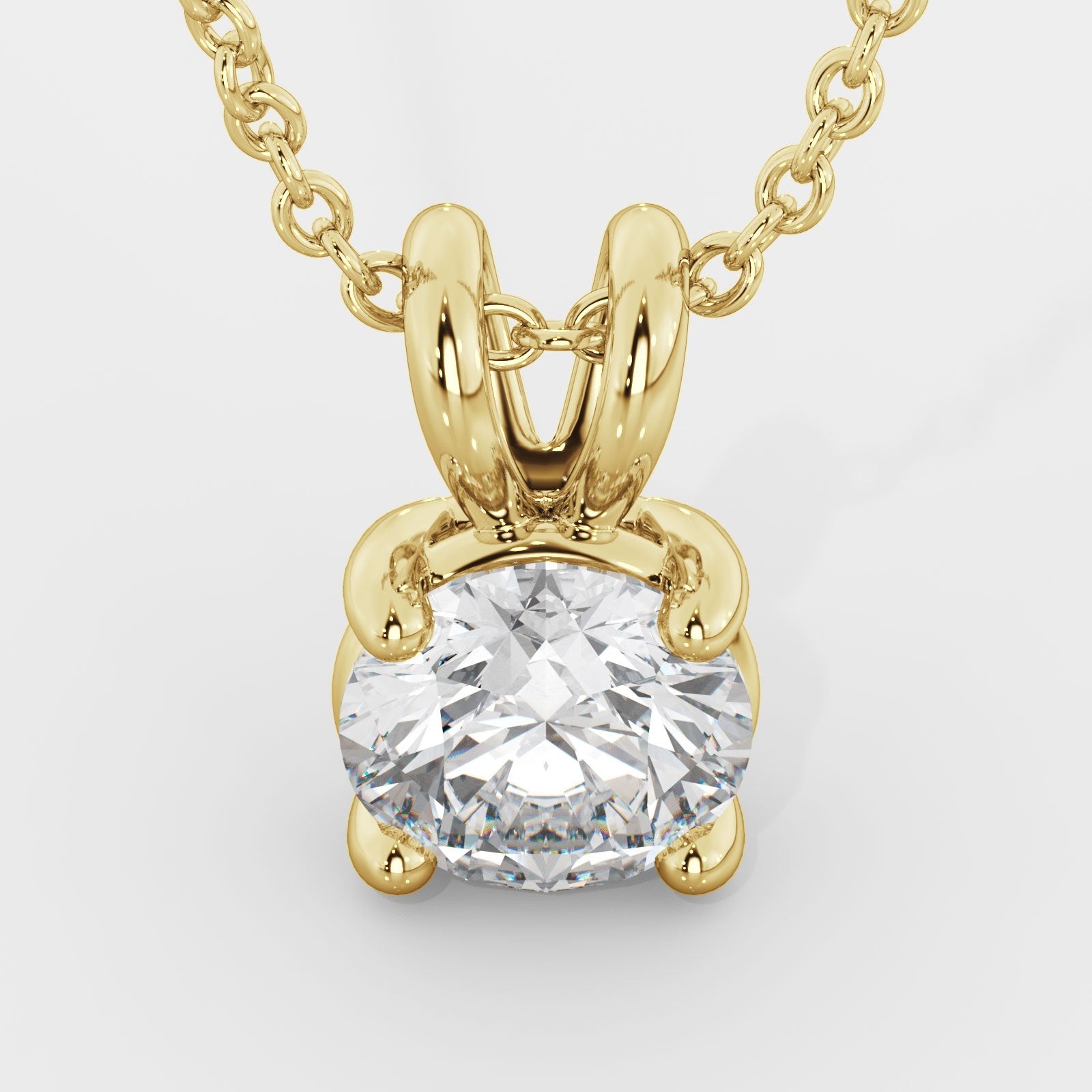 2 Carat Natural Diamond Solitaire Pendant with a Yellow Gold Necklace