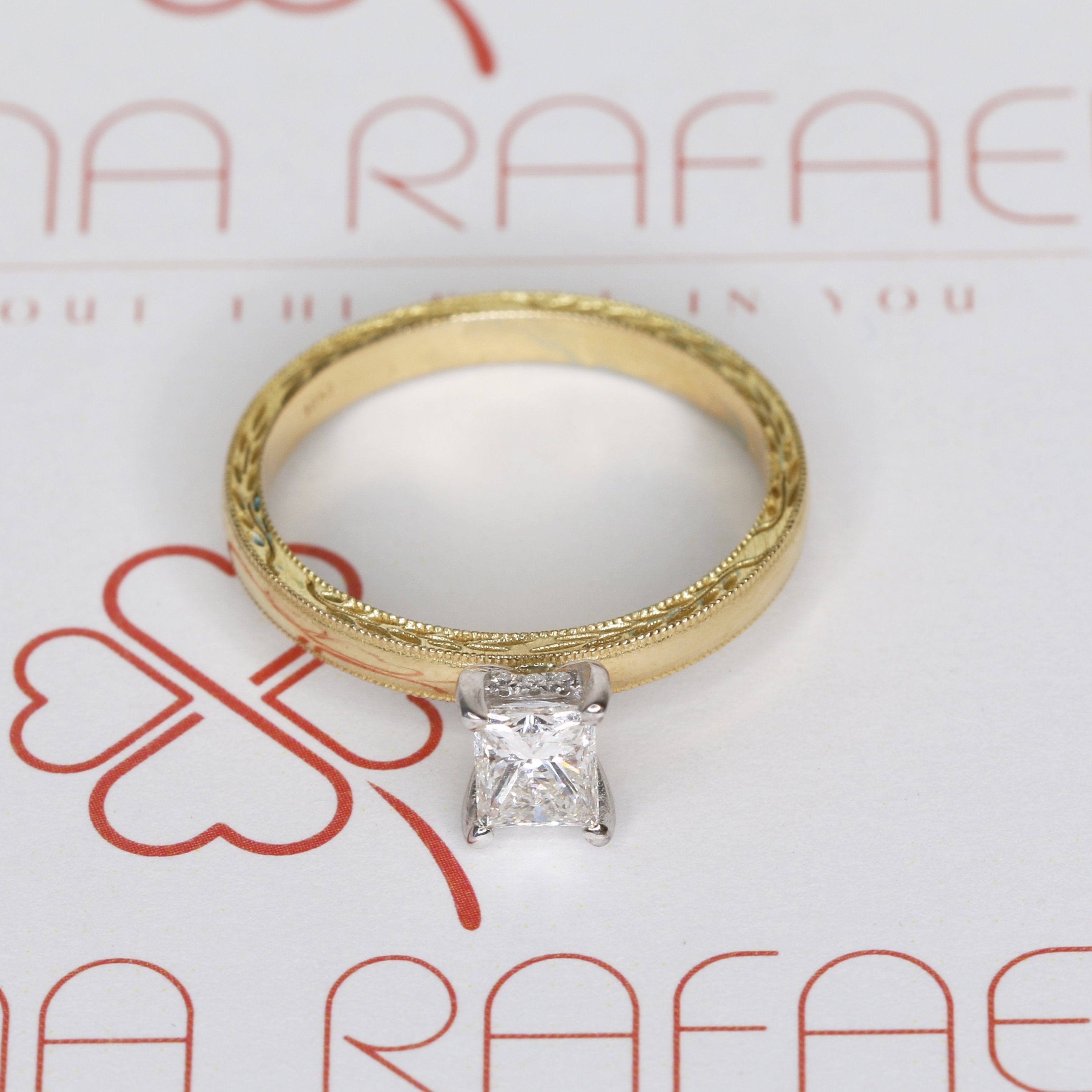 Art-Deco Natural Princess Cut Diamond Engagement Set