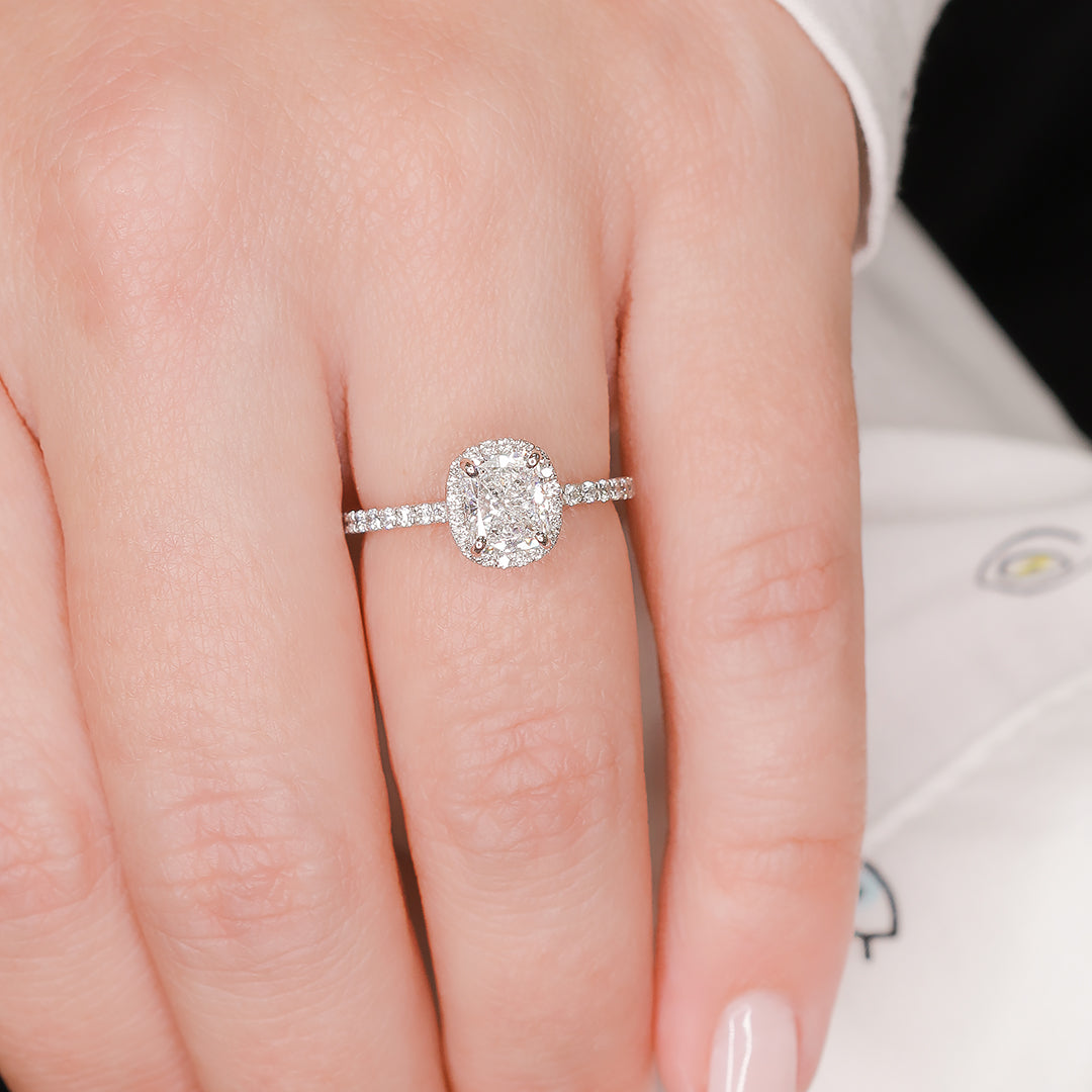 Accent Diamonds Natural Cushion Cut Diamond Engagement Ring