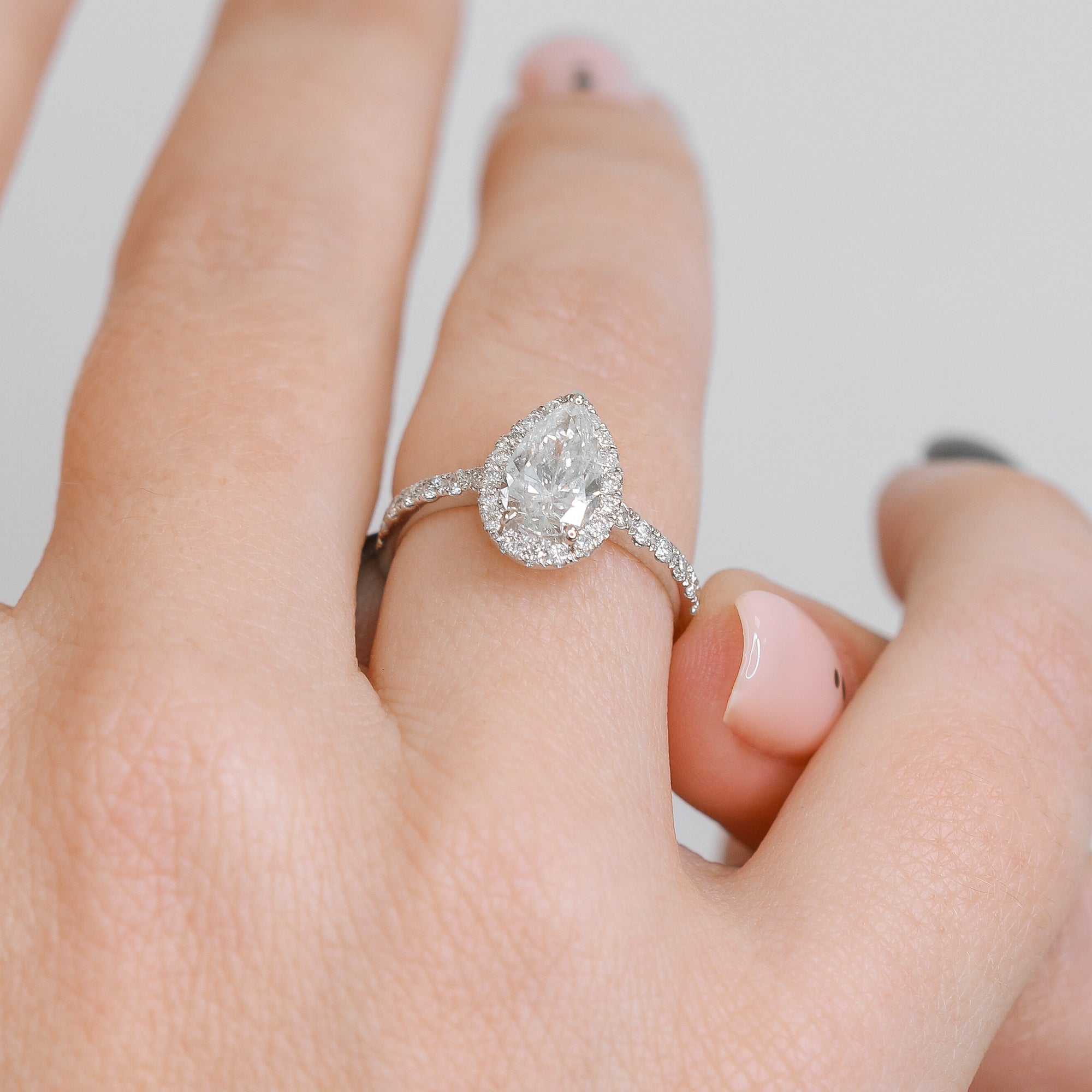 Accent Diamonds Natural Pear  Diamond Engagement Ring