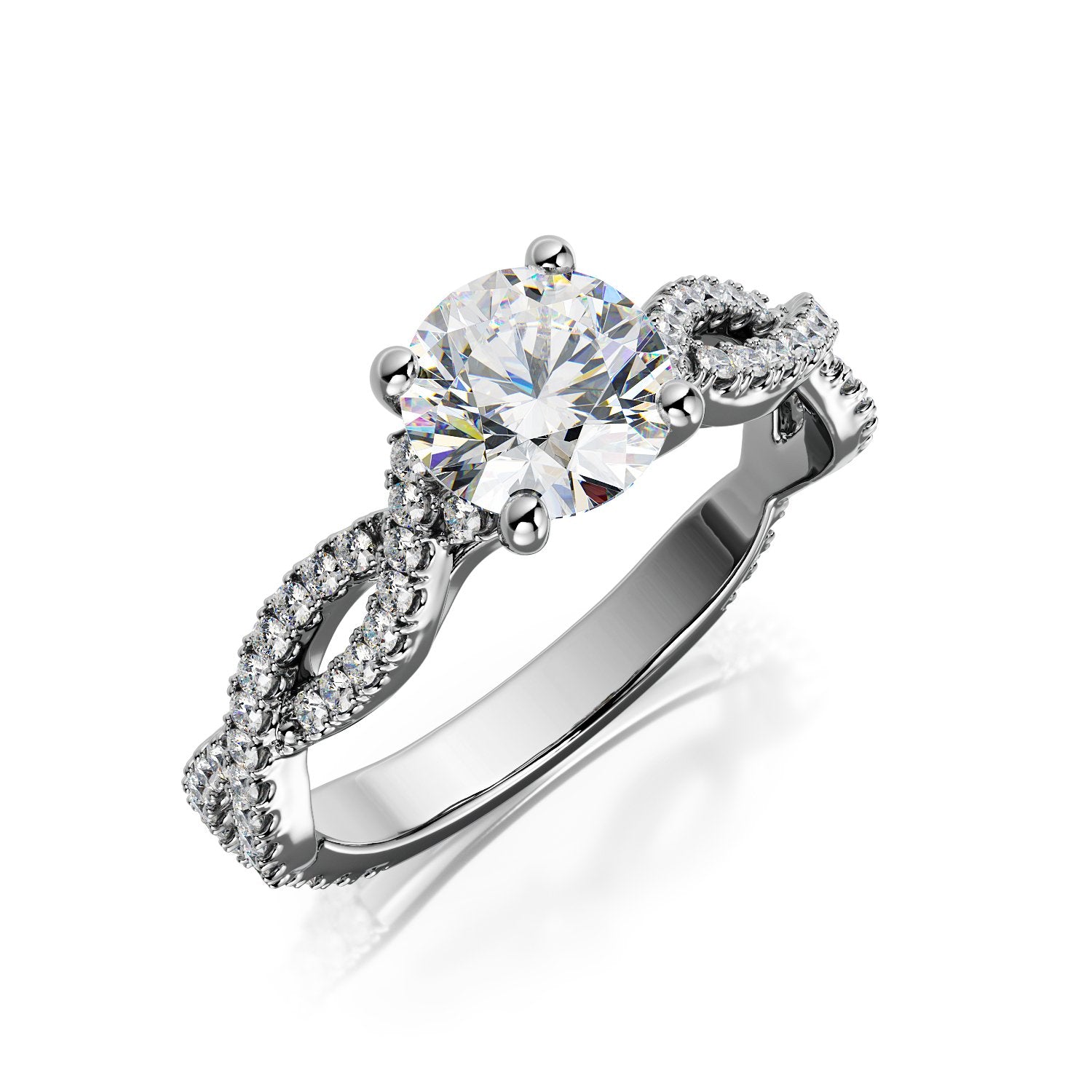 Accent Diamonds Natural Round  Diamond Engagement Ring